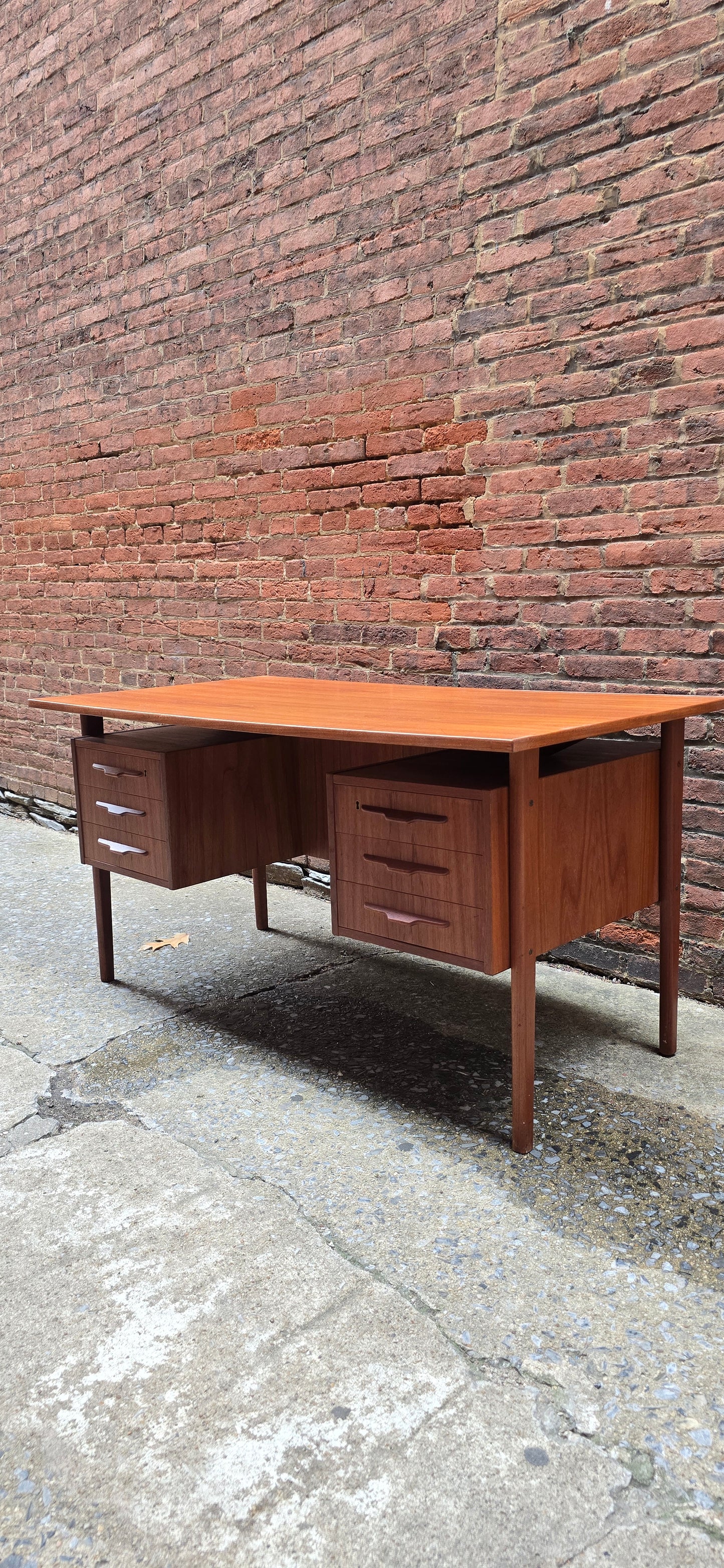 Danish Teak Desk with Display Shelf