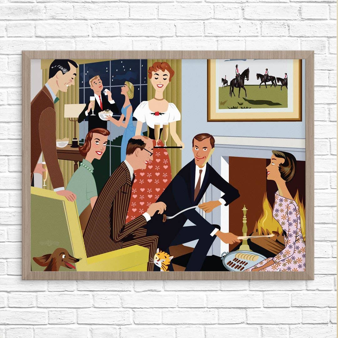 11'' x 14'' Proper Mid Century Modern Cocktail Party Print - Vintage MC