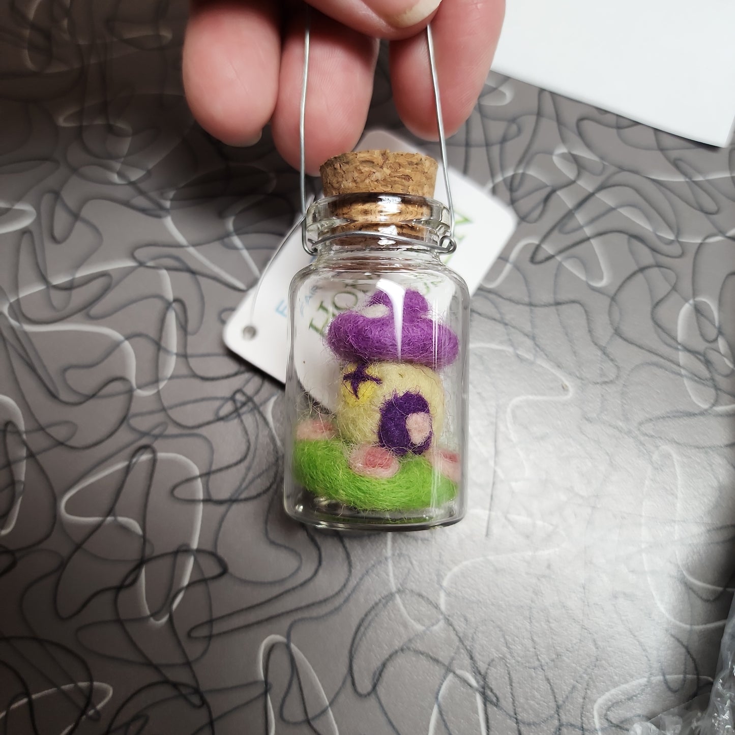 Felted Tiny Mushroom Bottle Ornament