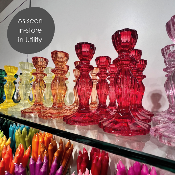 Red Glass Candle Holder | Valentines Decor |