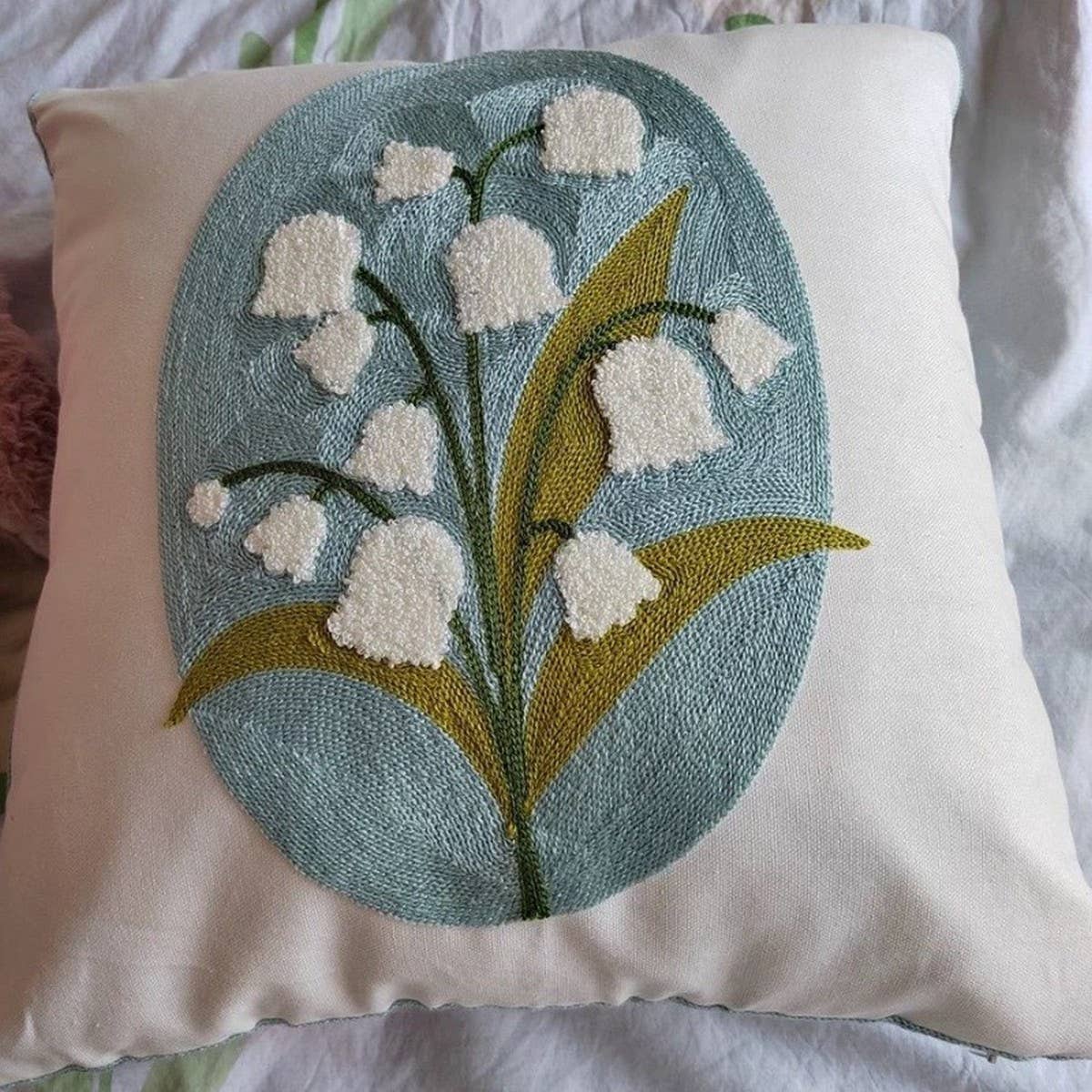 Floral Embroidered Pillow