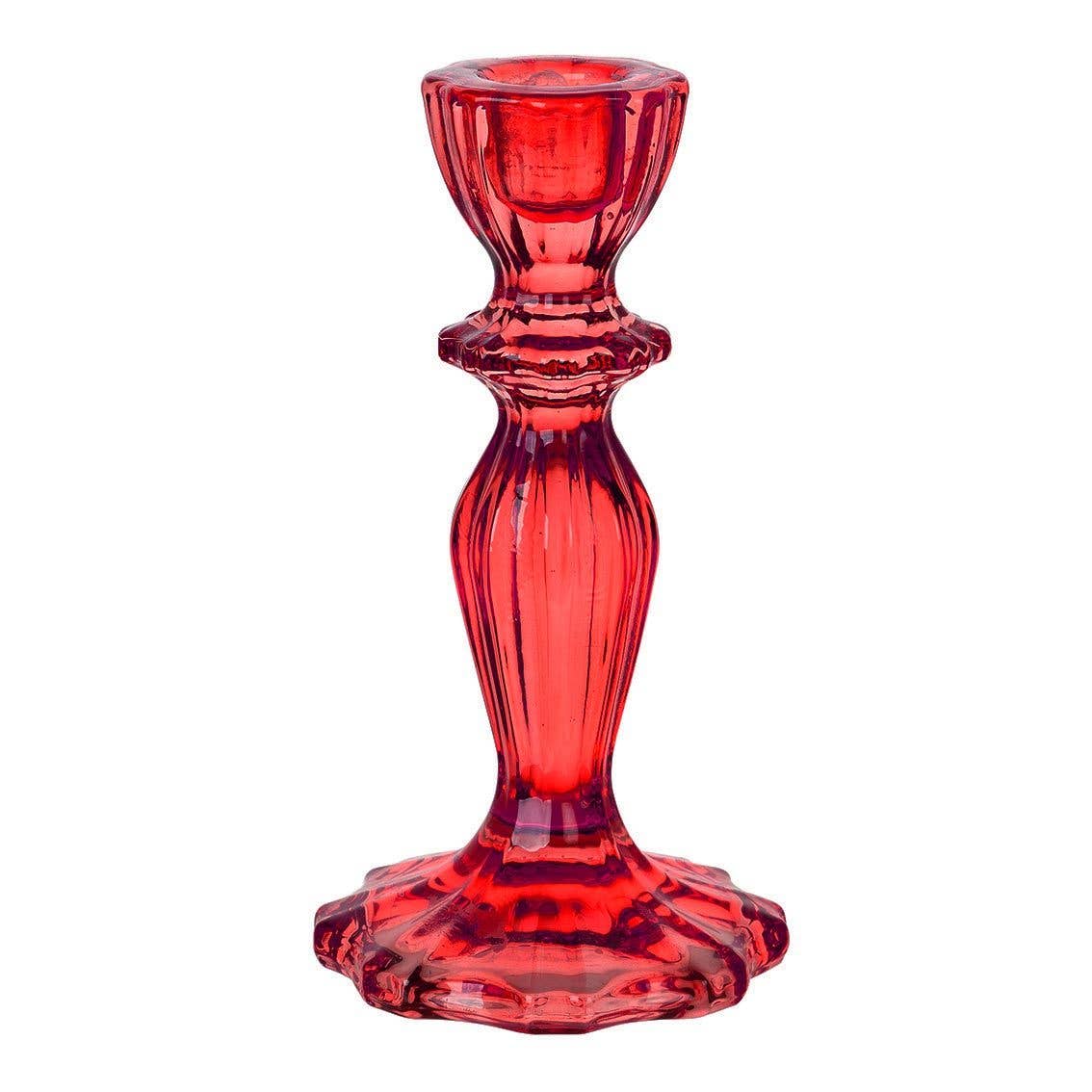 Red Glass Candle Holder | Valentines Decor |