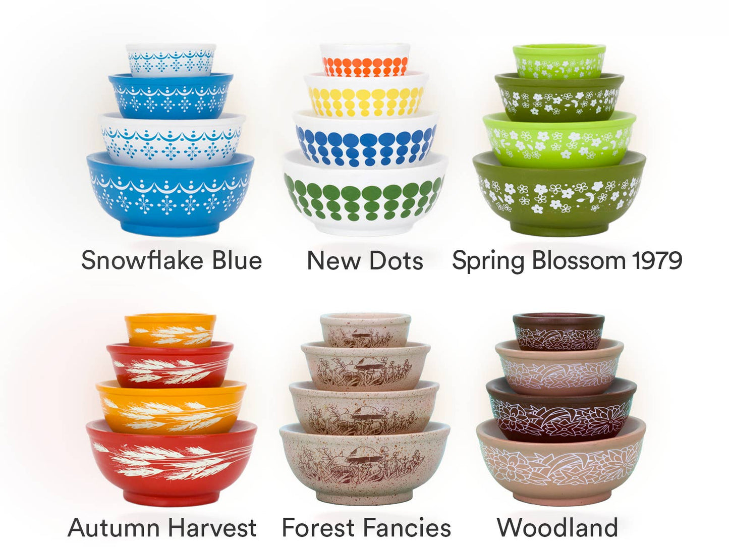 Mini Pyrex-Inspired Mixing Bowls – Retro Stackable Set