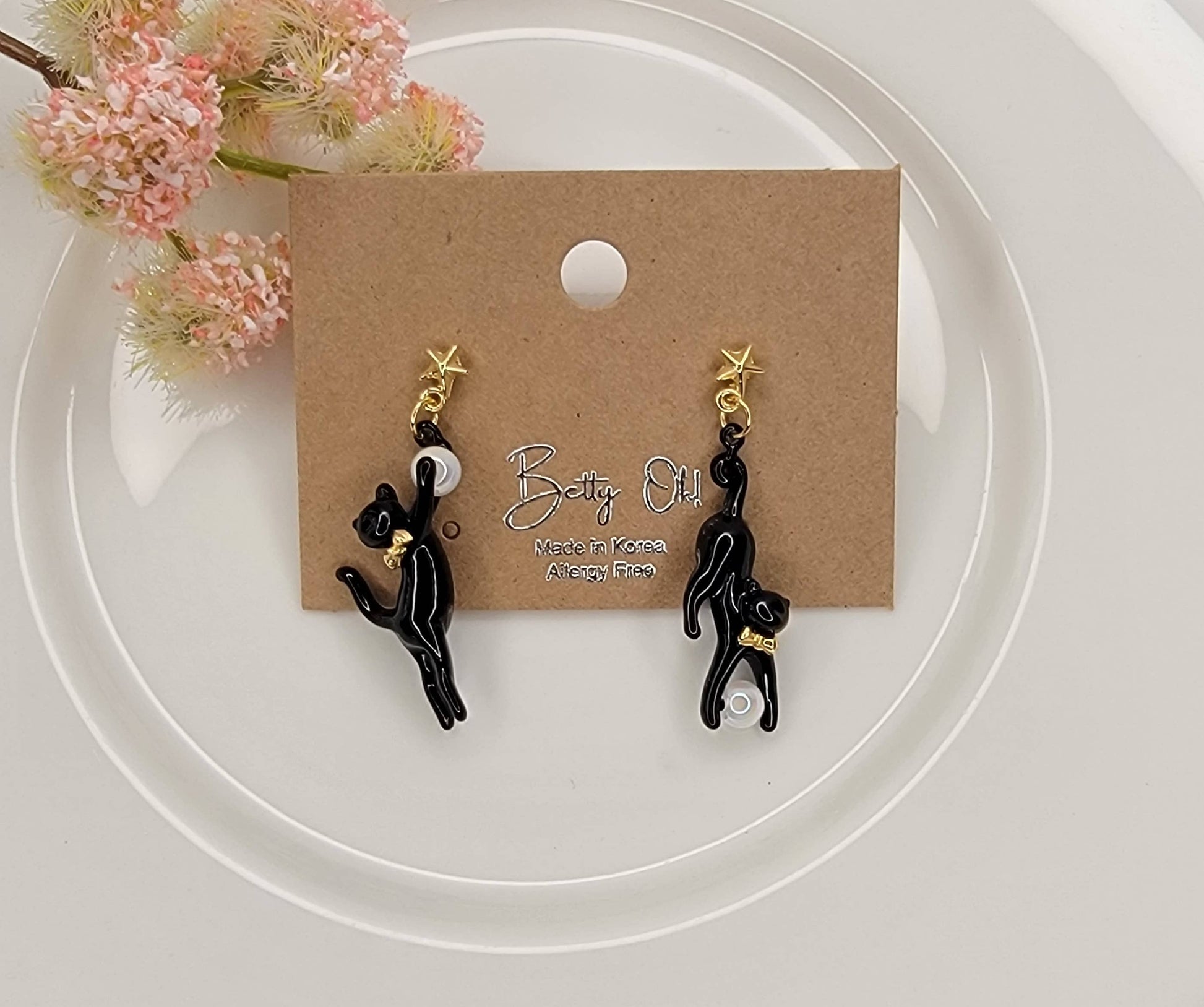 Black Cat Dangle Earrings