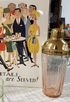 20 oz. Glass Cocktail Shaker w/ Stainless Steel Top, Pink & Gold Finish - Vintage MC