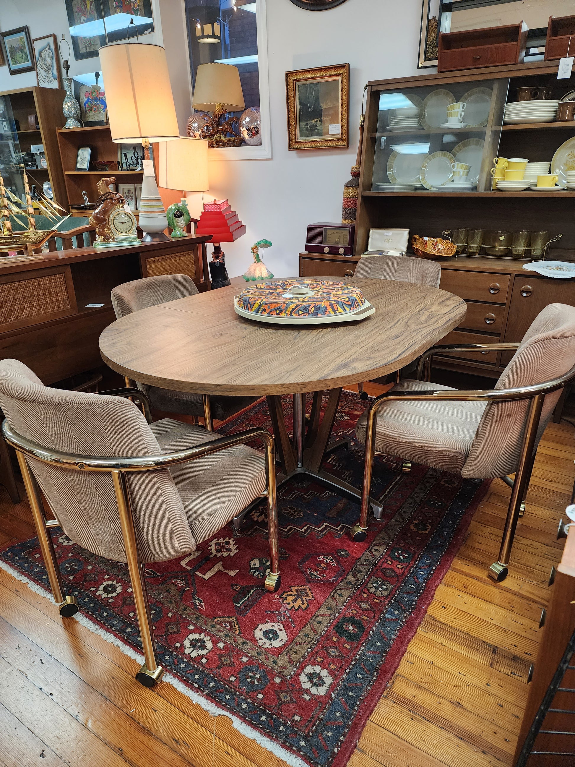 Vintage Game Table with Leaf and 4 Chairs Vintage MC