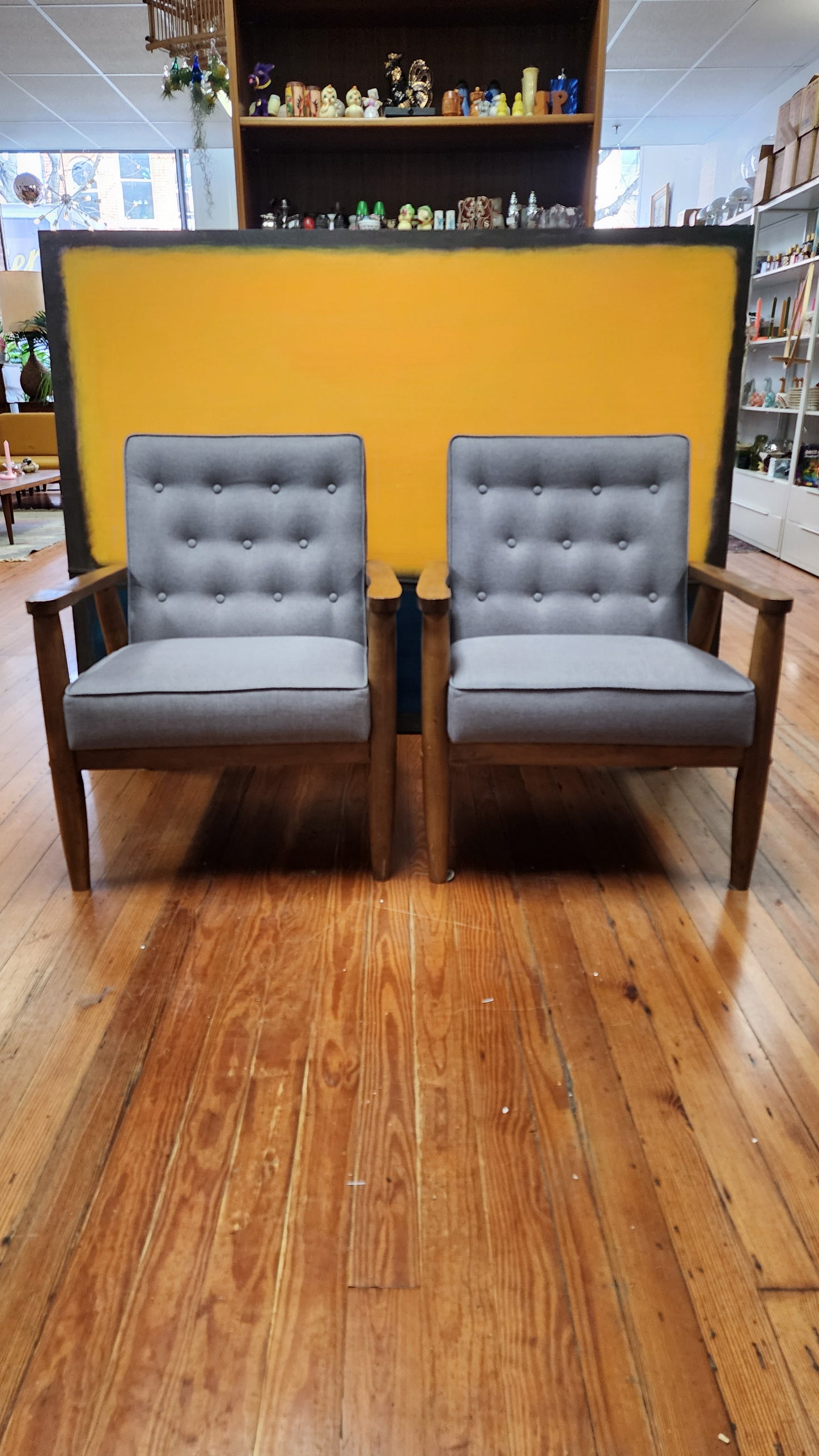 Mid-Century Modern Style Side Chairs in Grey