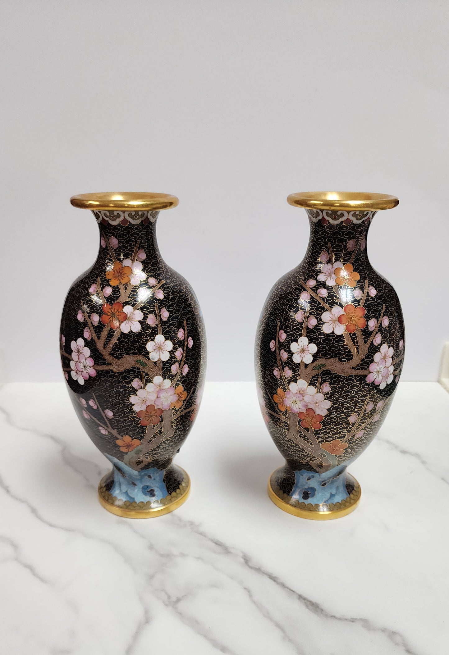 Vintage Chinese Cloisonne Metal Vases