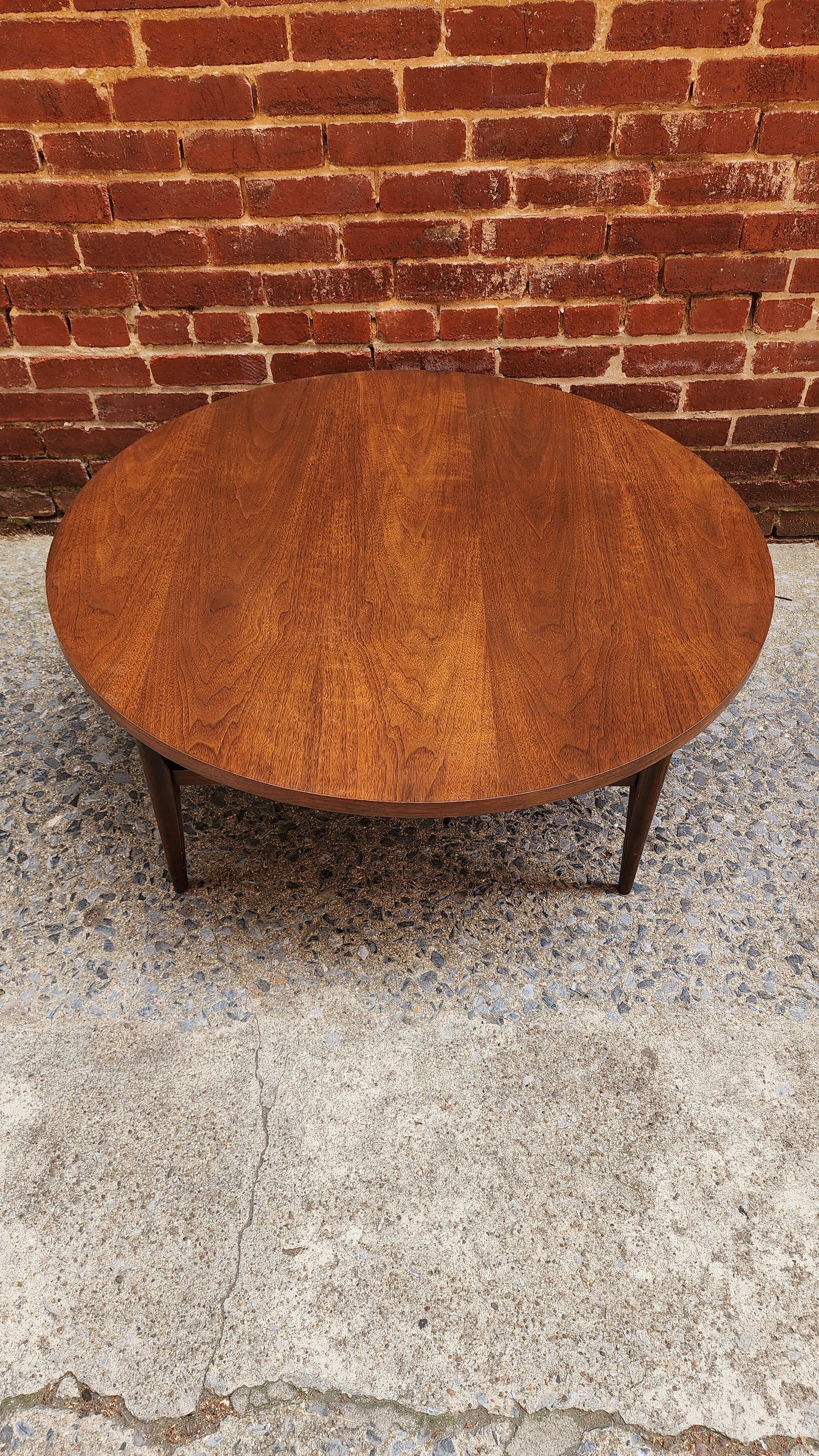 Walnut Round Mid-Century Modern Coffee Table