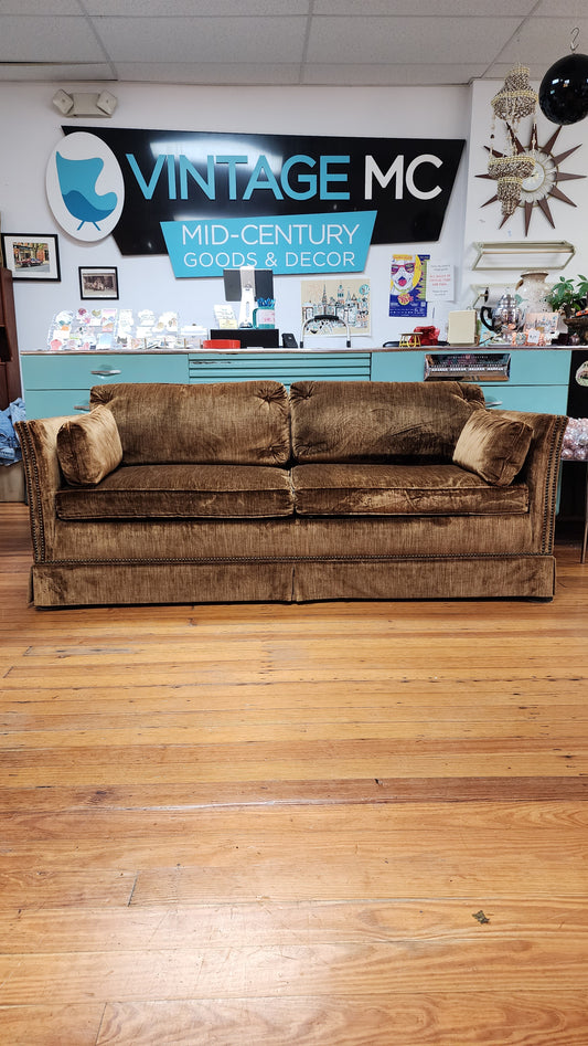 Brown Velvet Vintage Sofa