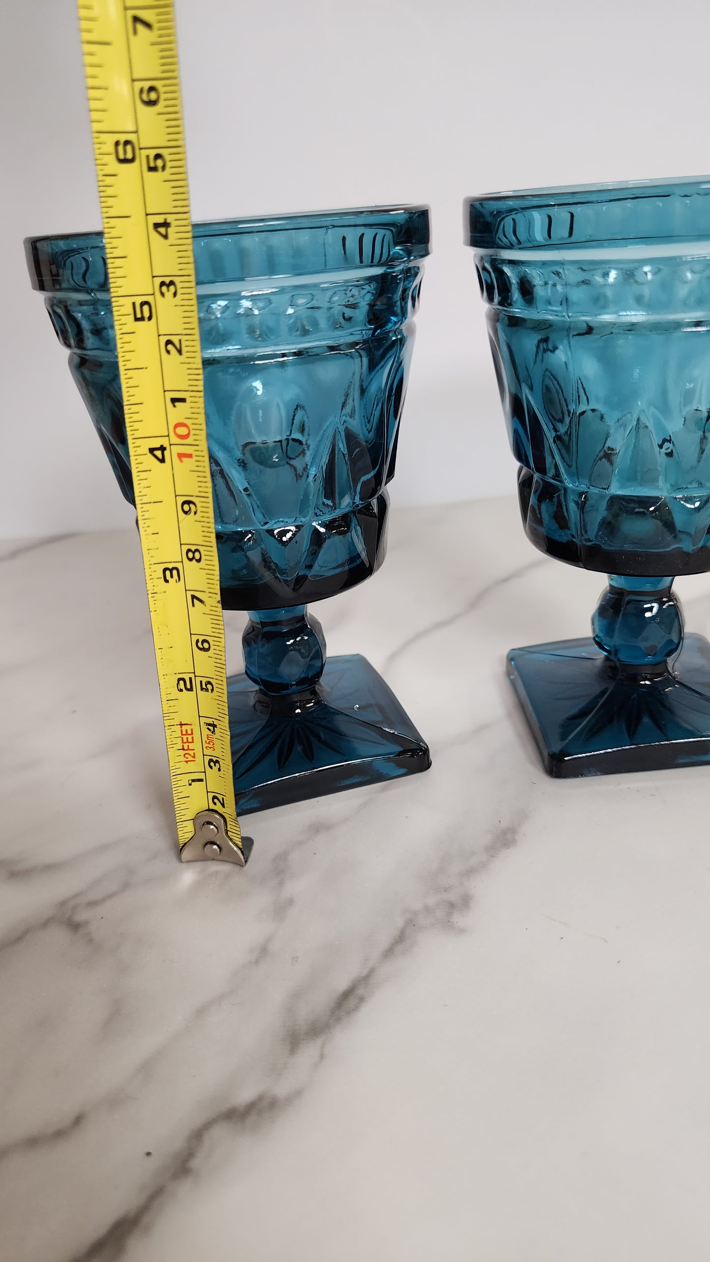 Pair of vintage blue goblets