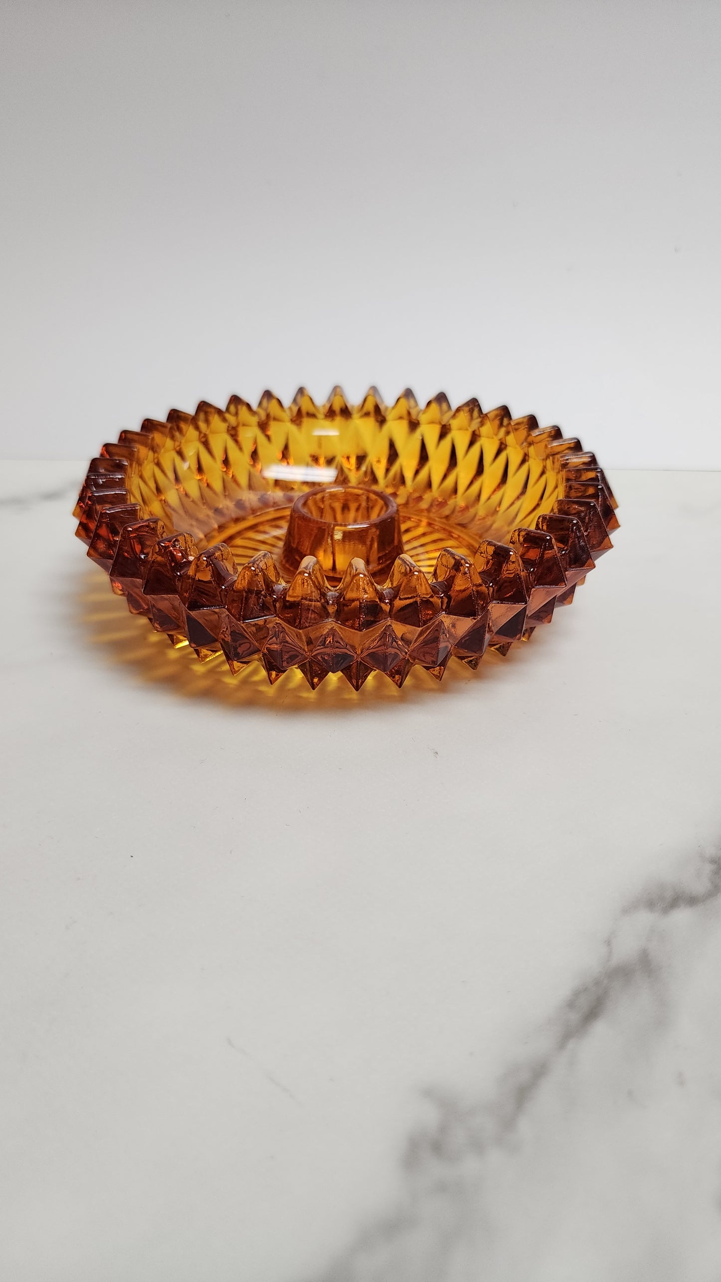 Indiana Glass Candle Holder Amber