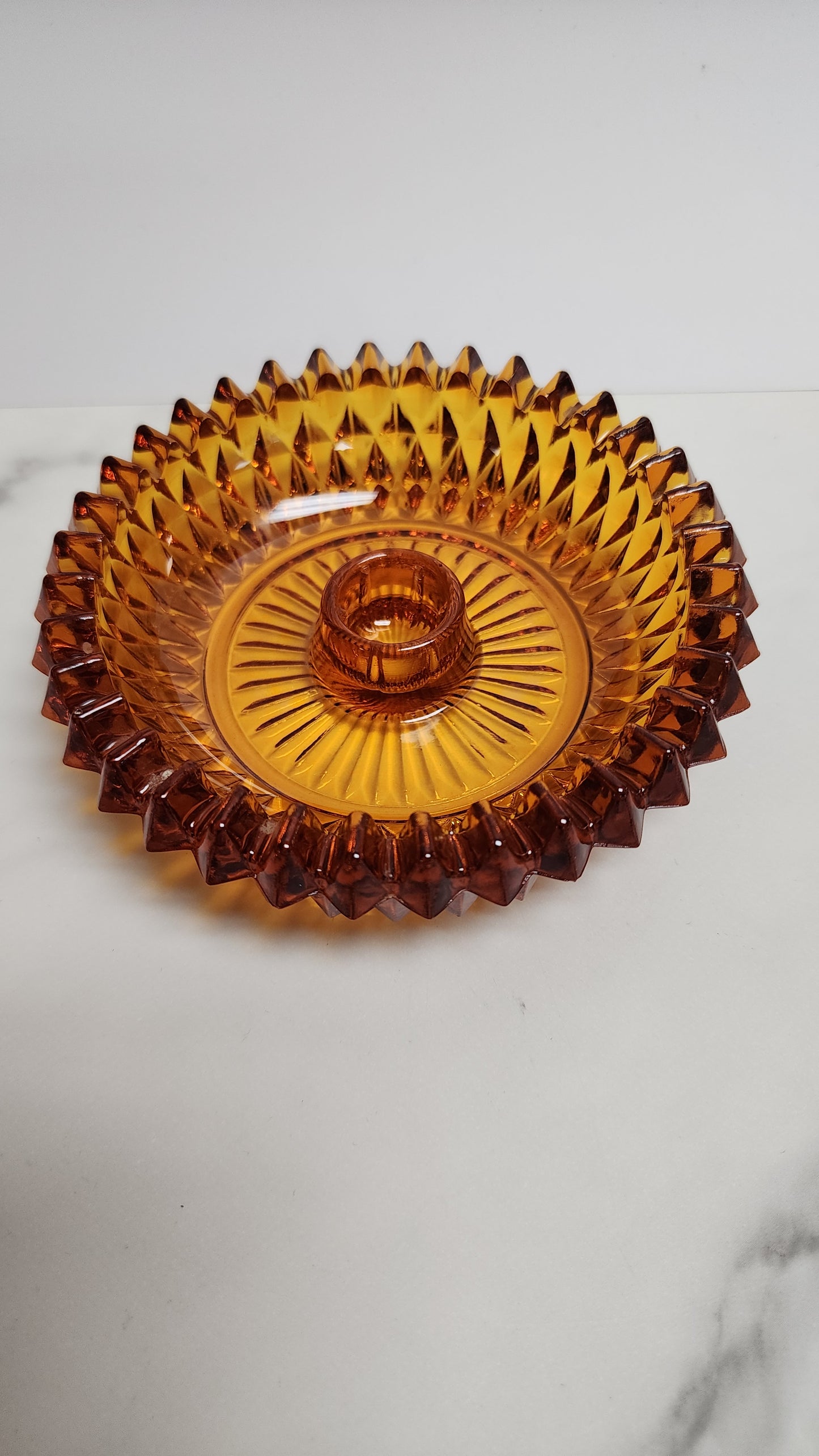 Indiana Glass Candle Holder Amber