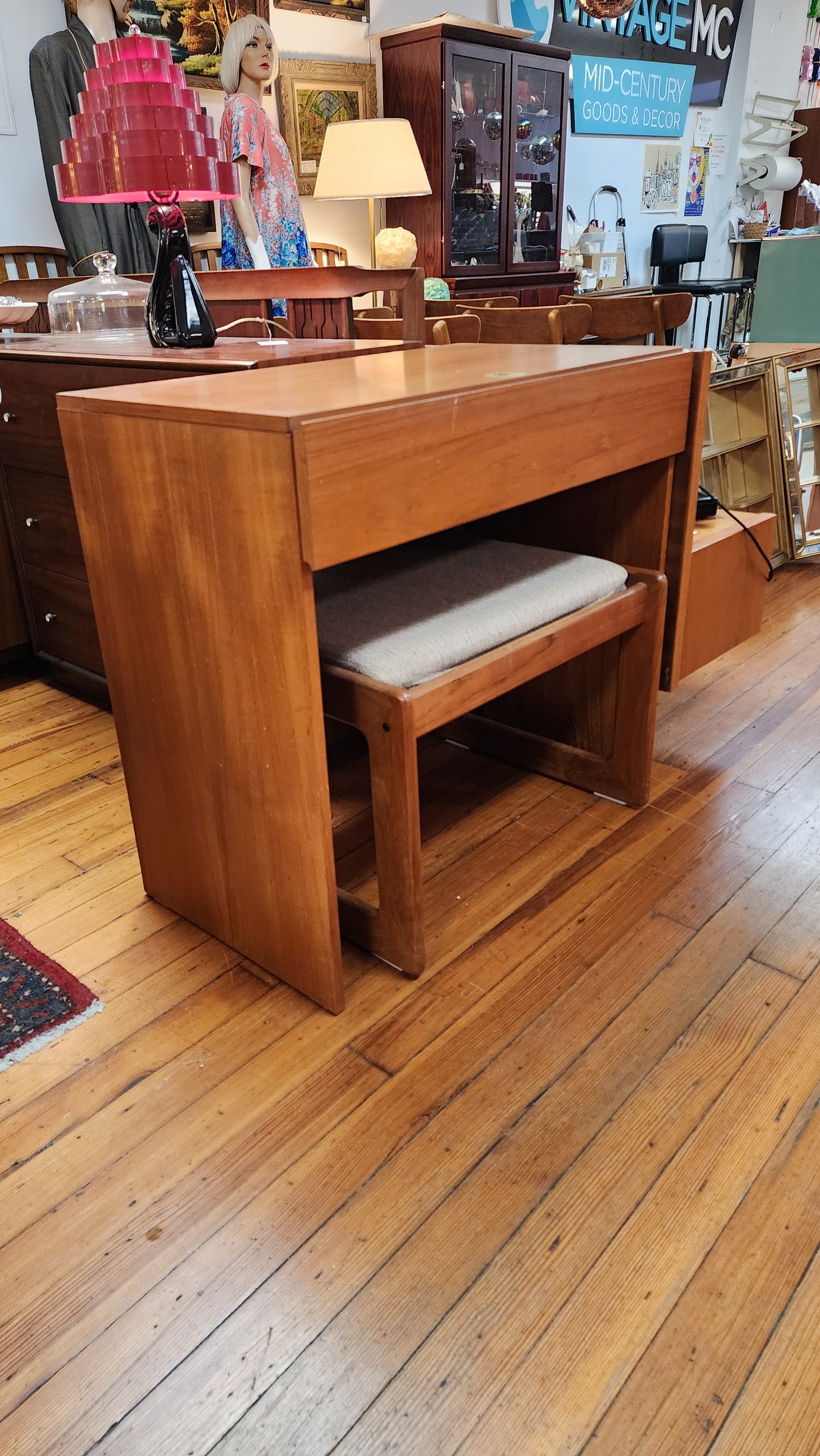 Danish Teak Vanity and Stool