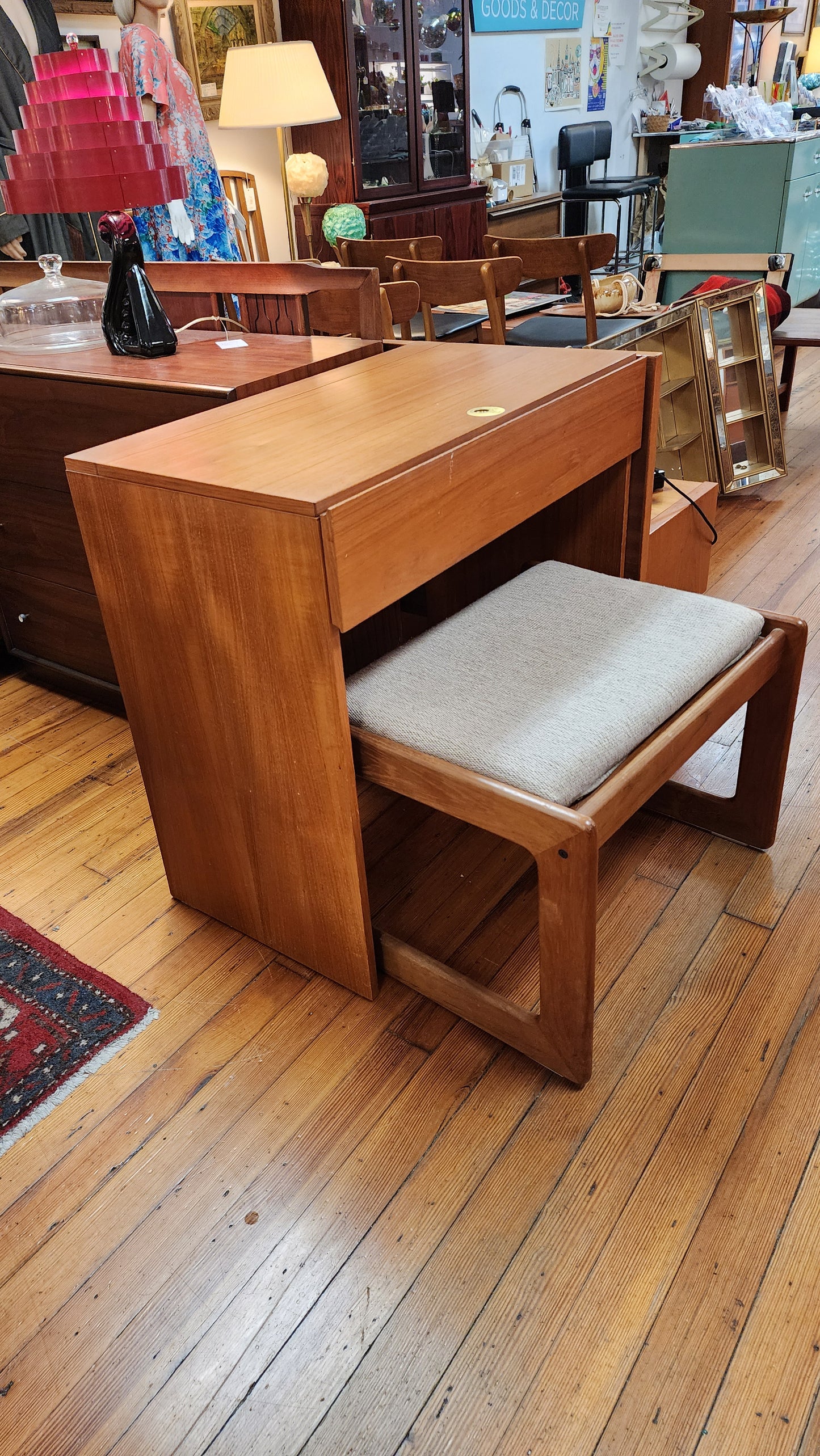 Danish Teak Vanity and Stool