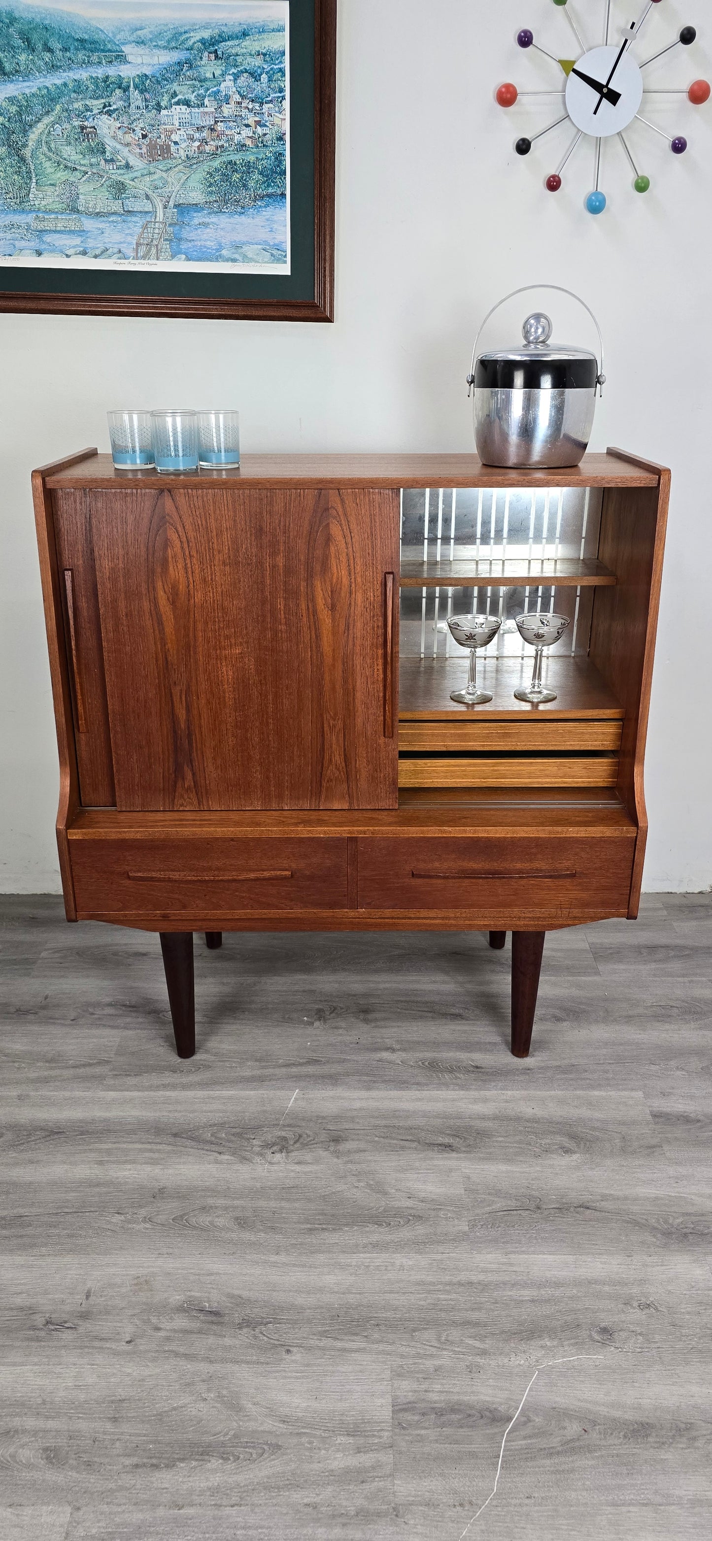 Danish Teak Small Bar Credenza