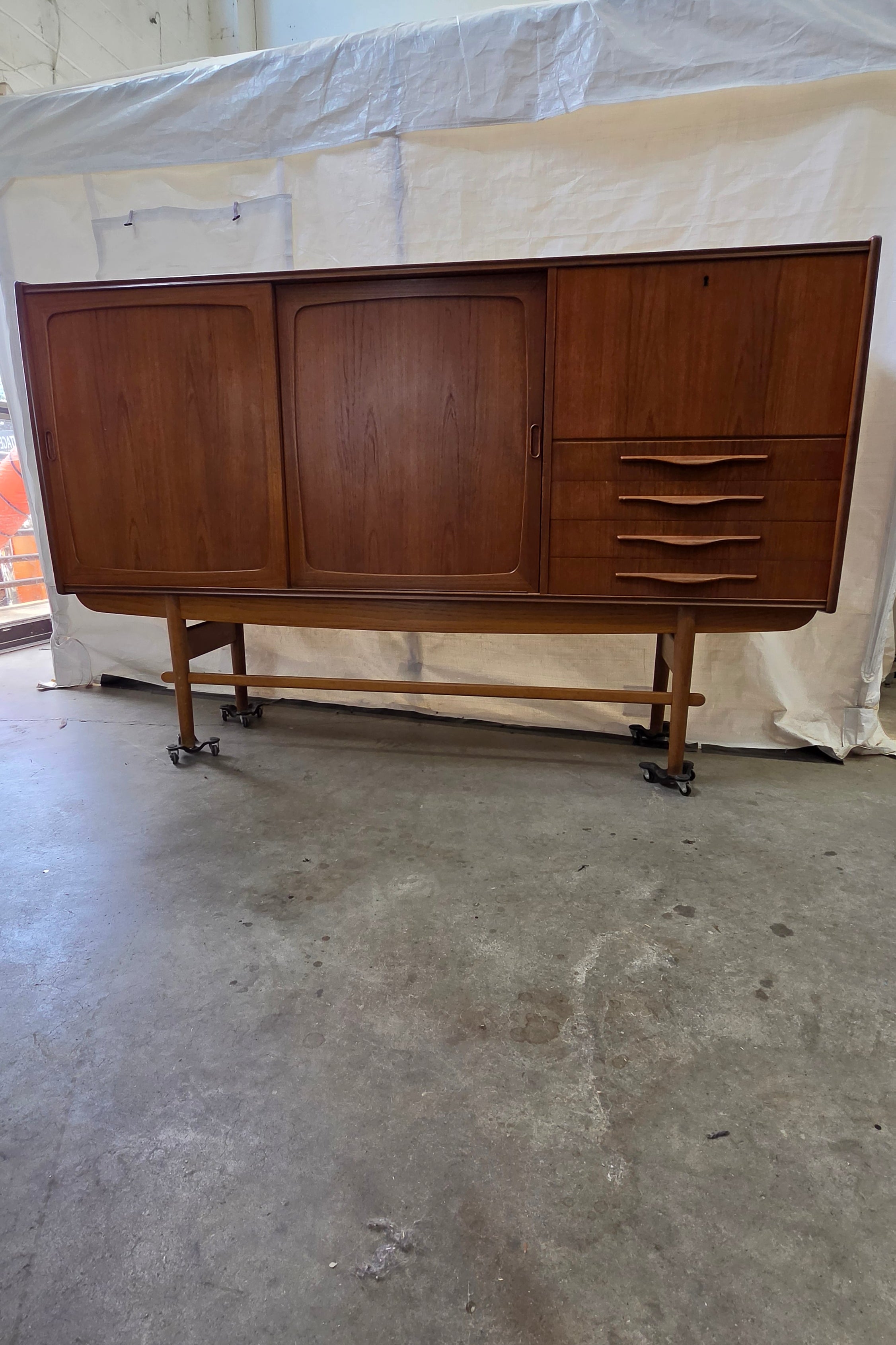 Danish Teak Tall Bar Cabinet Sideboard 0526-007