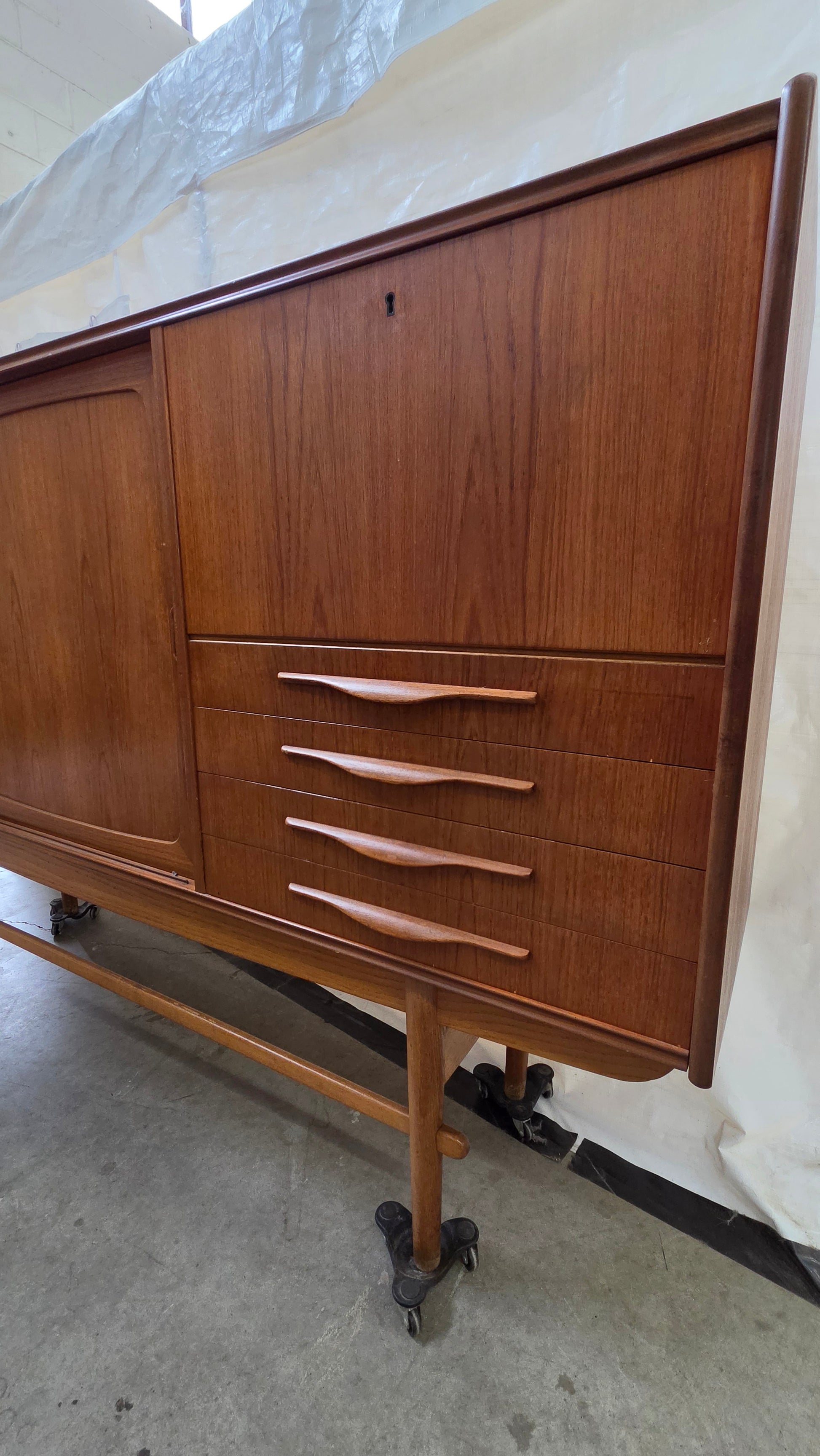 Danish Teak Tall Bar Cabinet Sideboard 0526-007