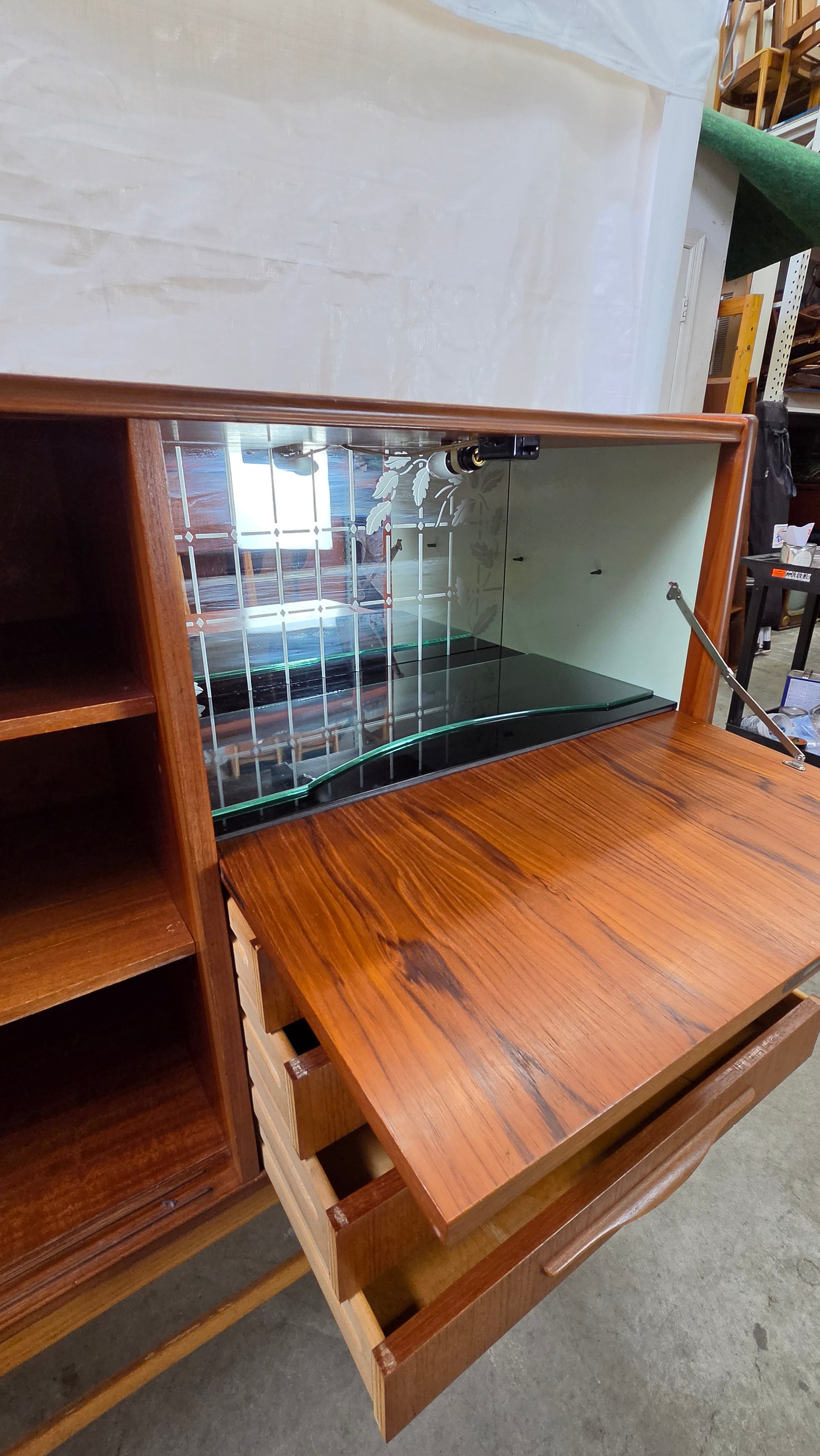 Danish Teak Tall Bar Cabinet Sideboard 0526-007