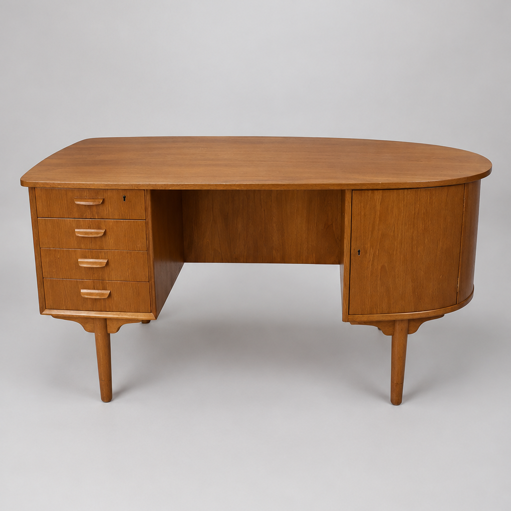 Kidney Shaped Danish Teak Desk