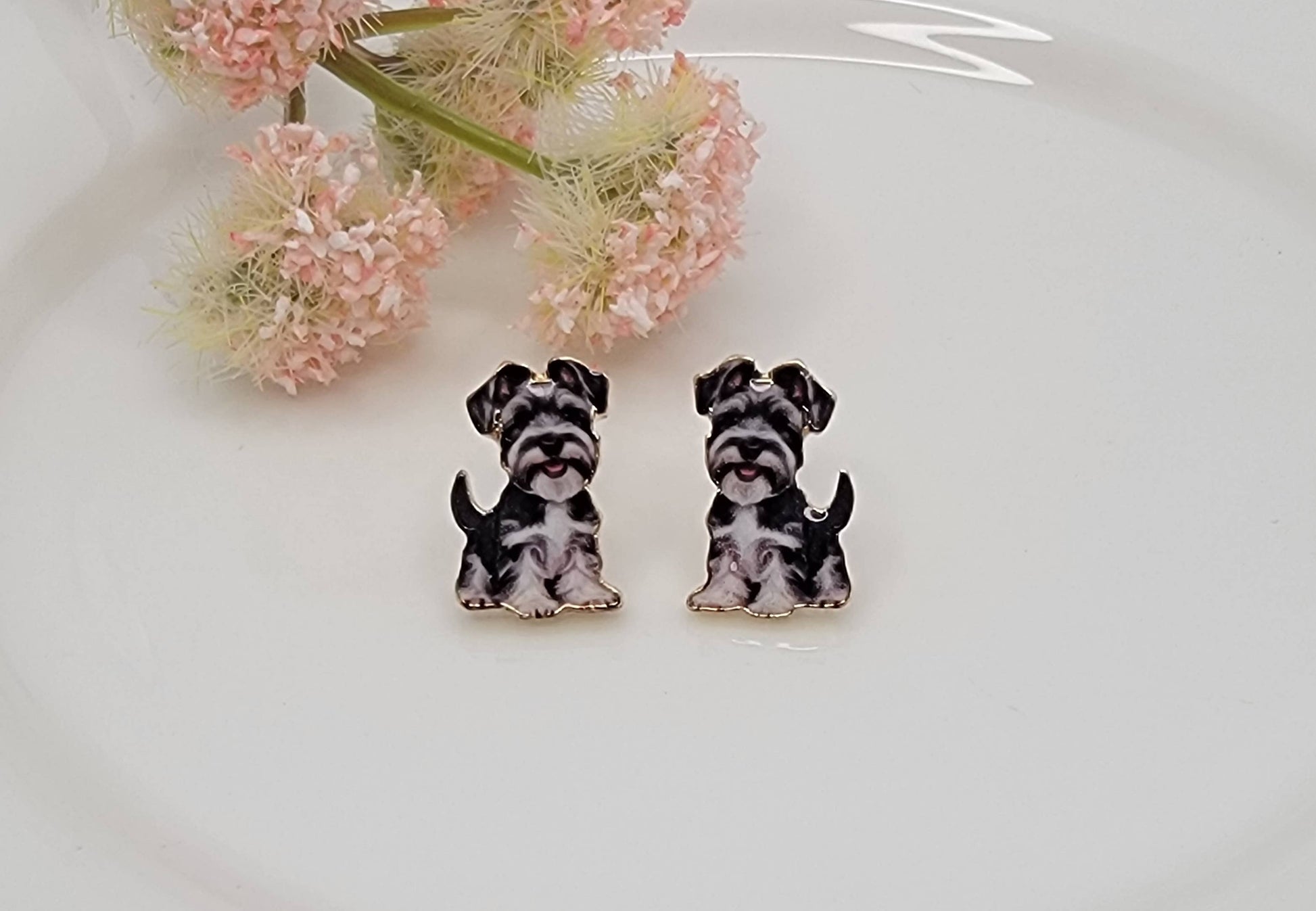 SCHNAUZER ENAMEL STUD EARRINGS