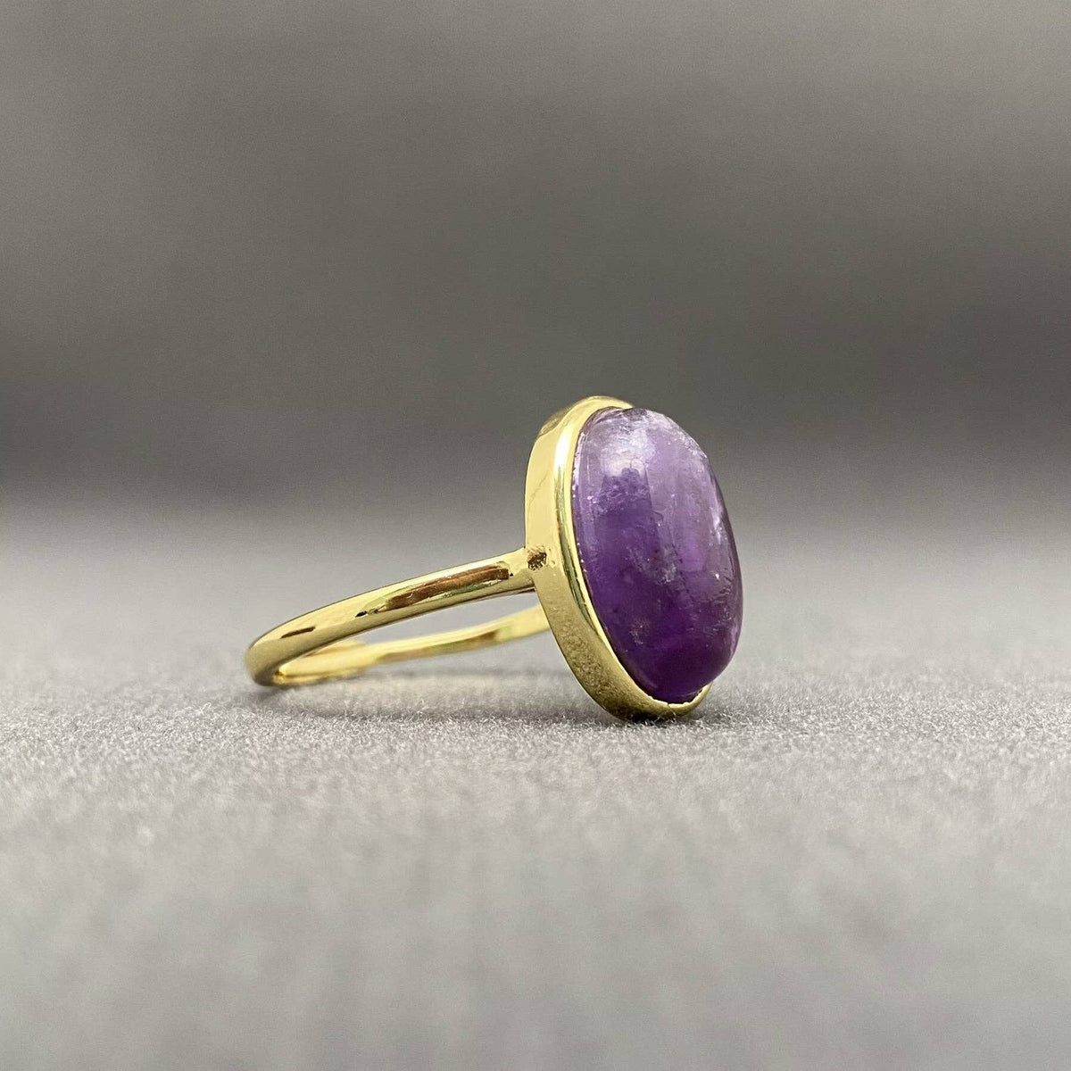 Oval Stone Adjustable Copper Ring