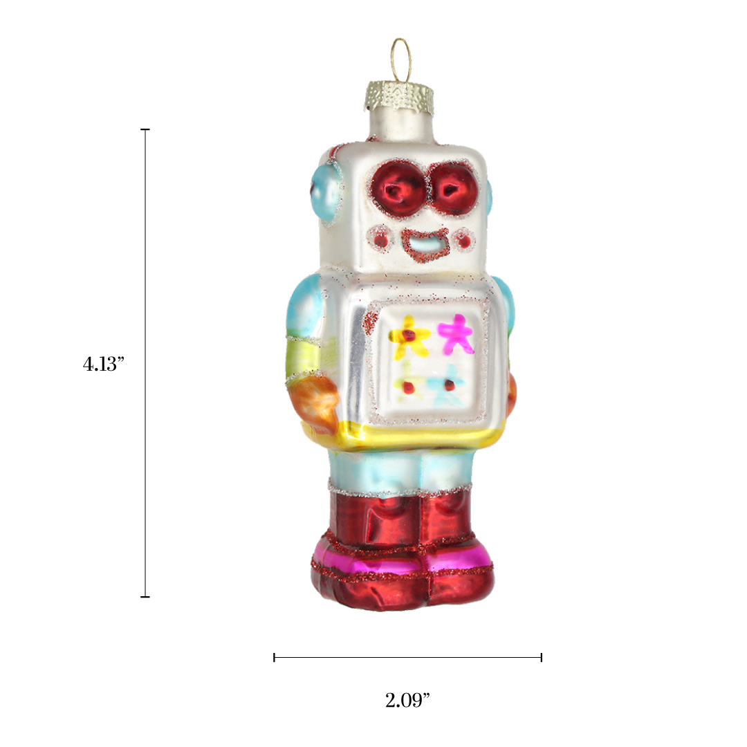 Mr Roboto Glass Christmas Ornament