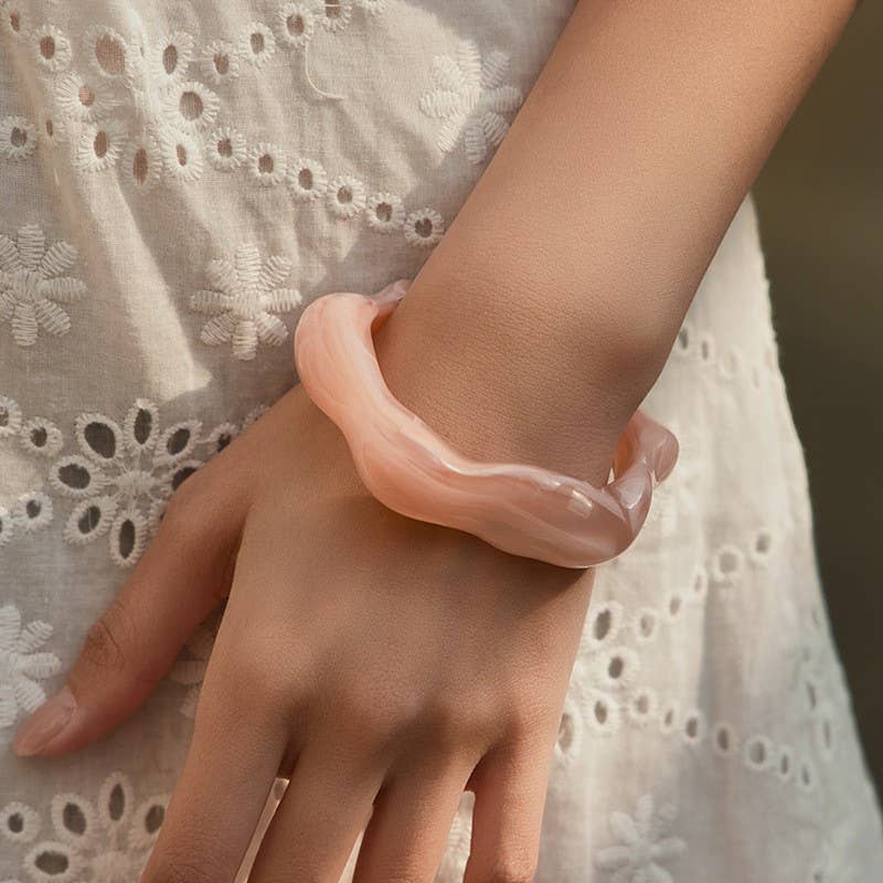 Acrylic Wavy Bamboo Design Cuff Bracelet | 40B5196