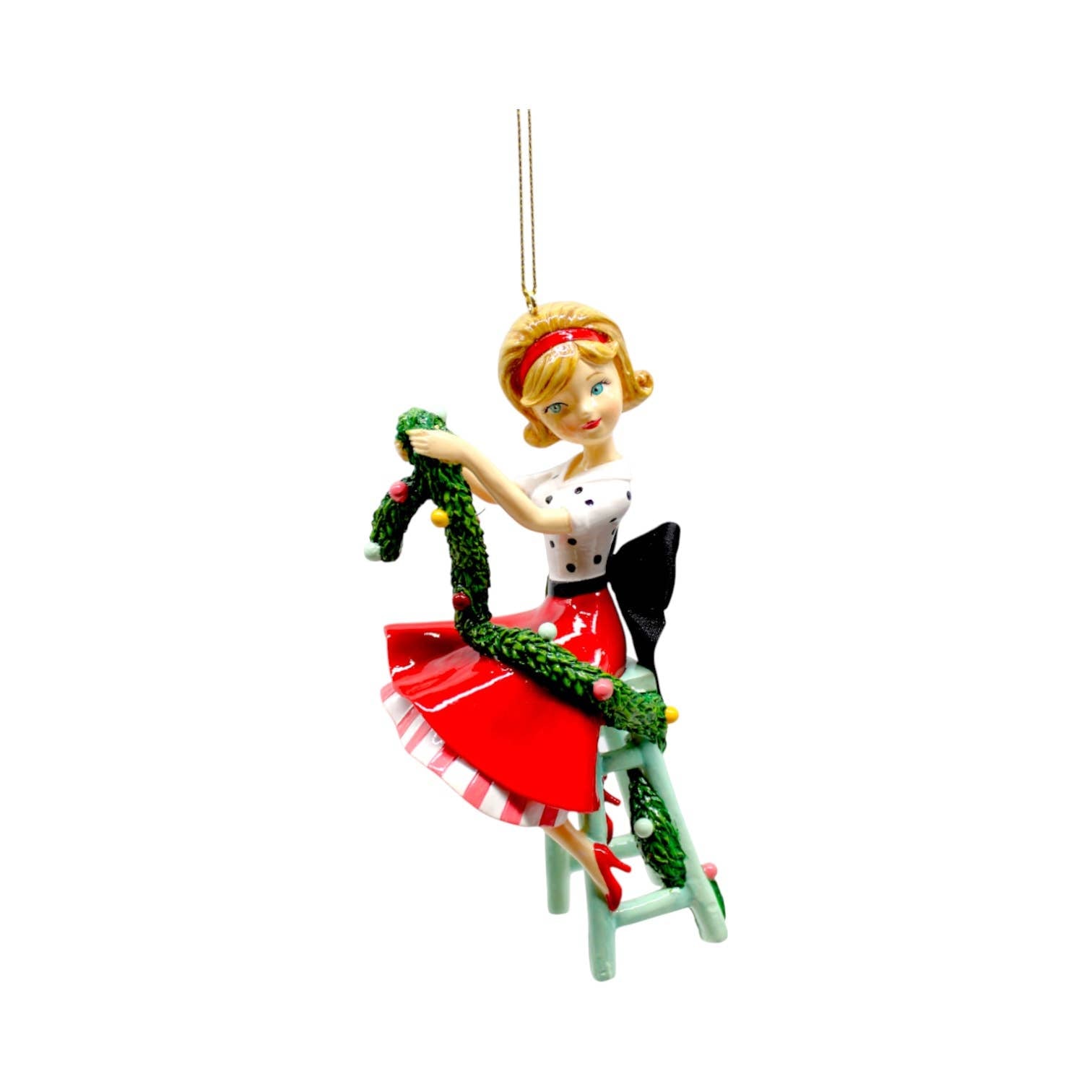 Retro Girl w/Garland Ornament