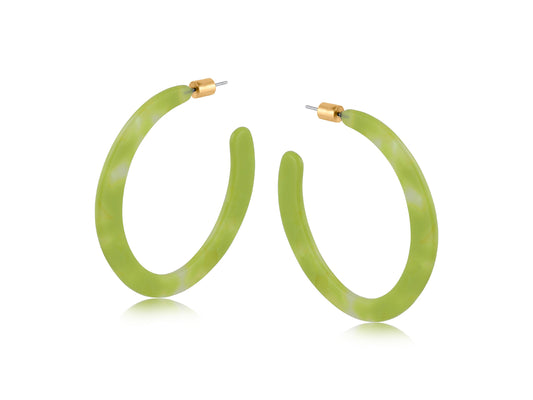 Green Lime Resin Statement Hoop Earrings