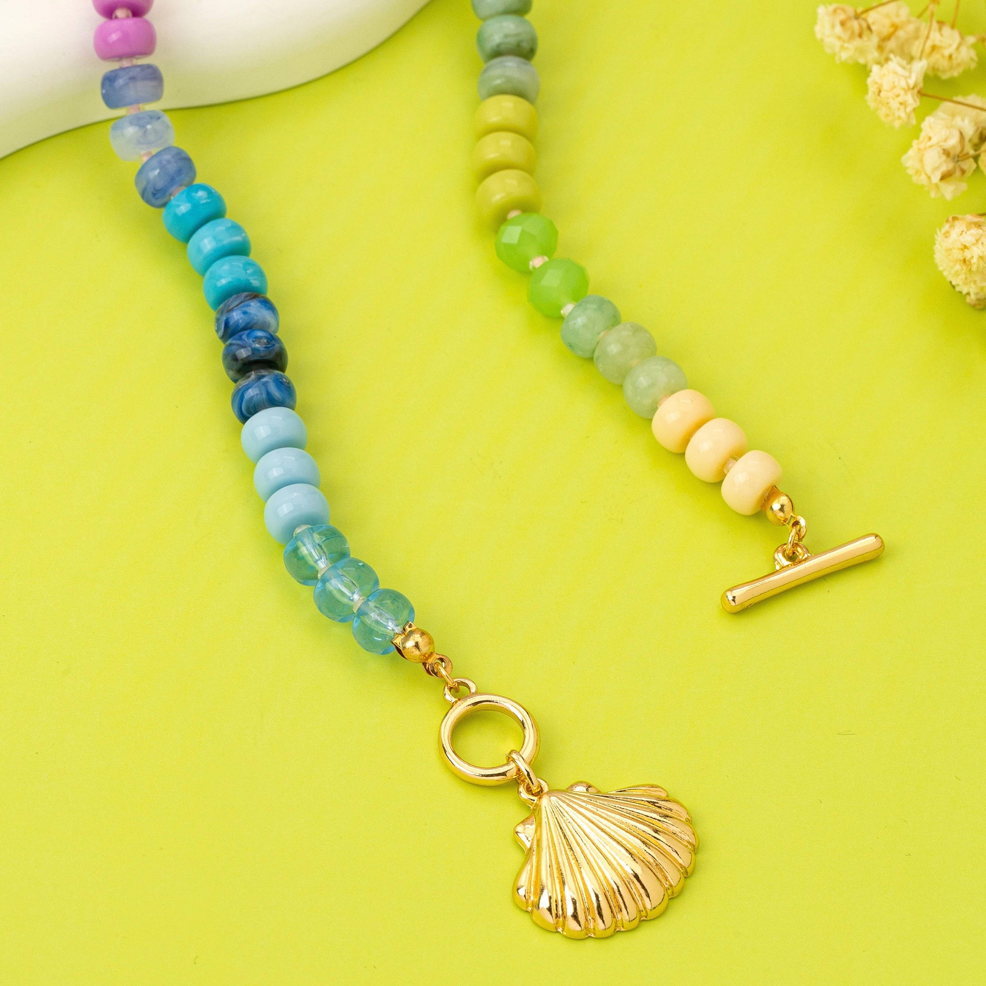 Rainbow Beaded Charm Necklace