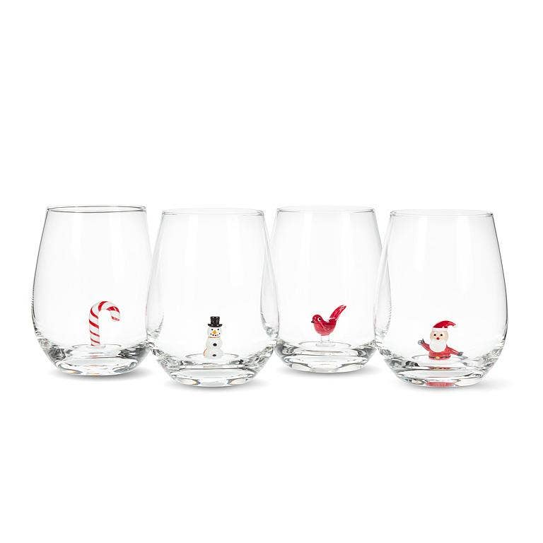 Santa Icon Stemless Wine Glass