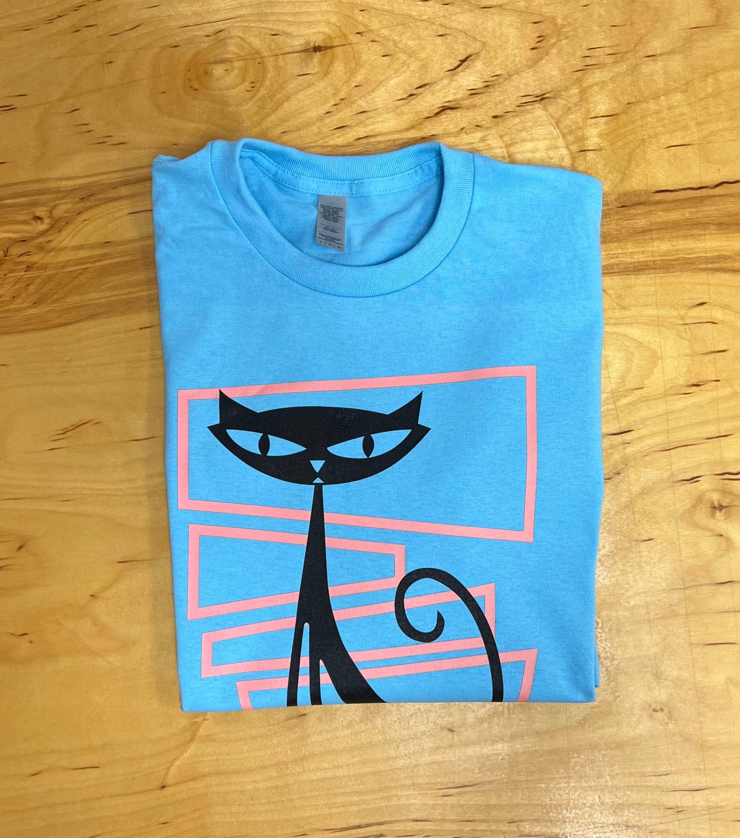 Retro Cat T-Shirt-Blue