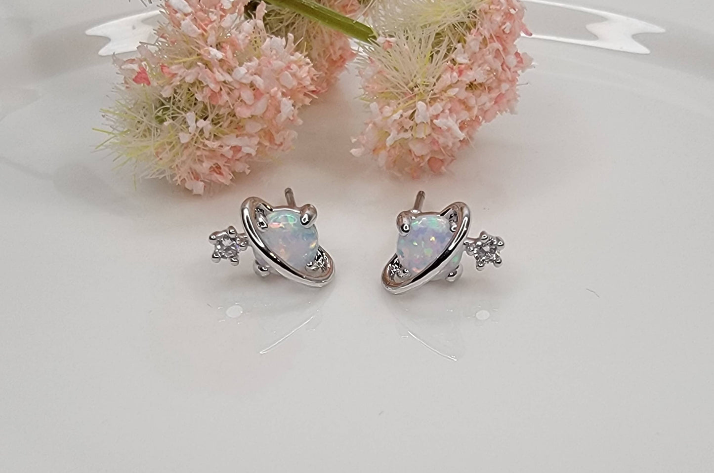 PLANET OPAL CZ STUD EARRINGS.