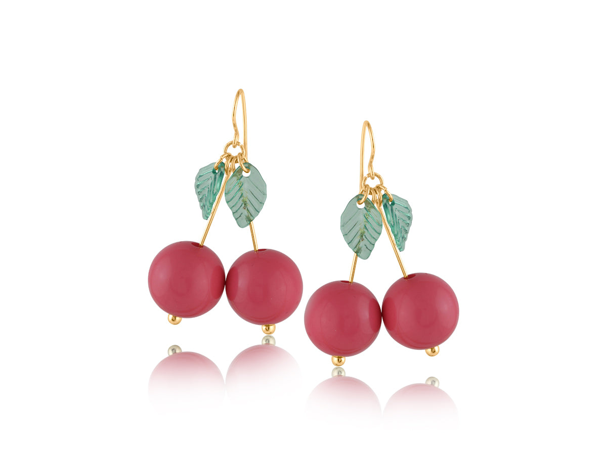 Pink Cherry Drop Earrings