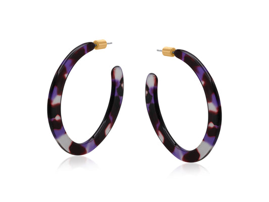 Blue Black Livia Resin Hoop Earrings