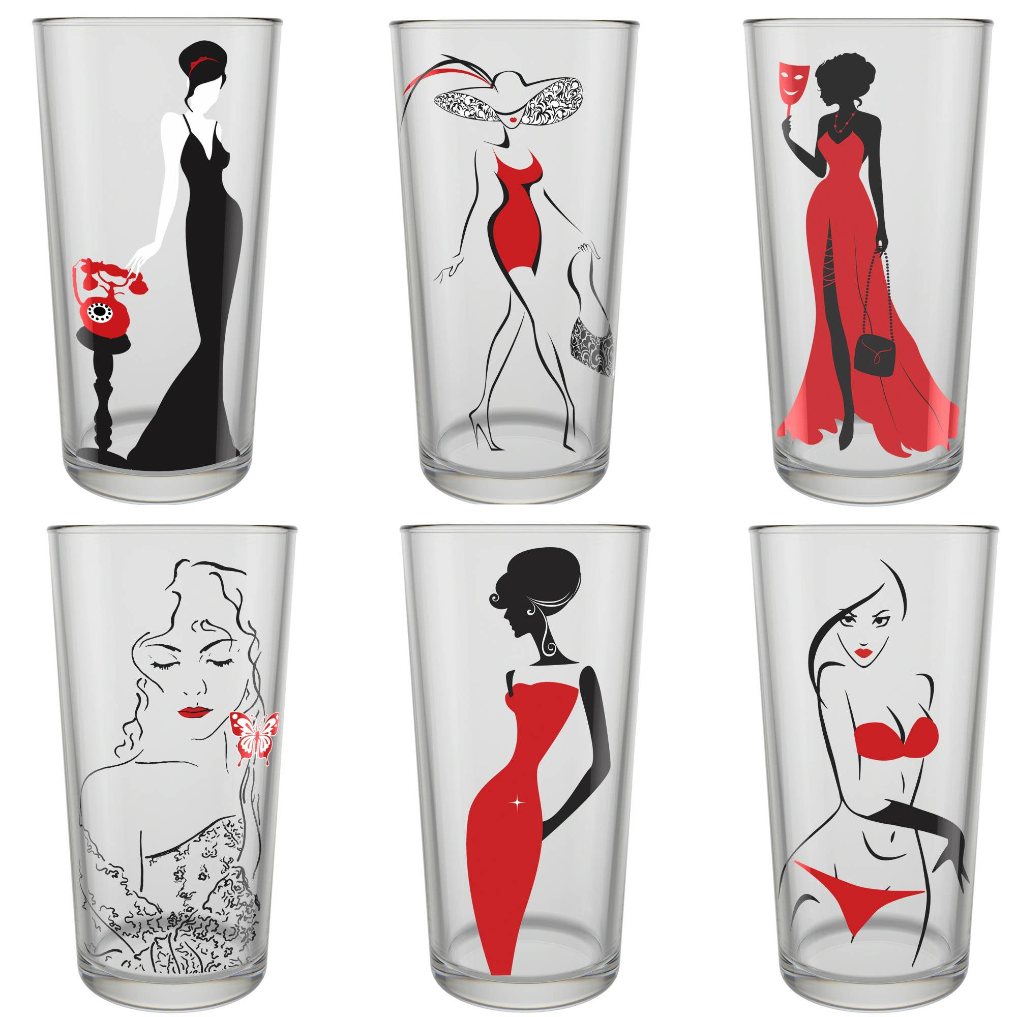 Red Line Cocktail Glass