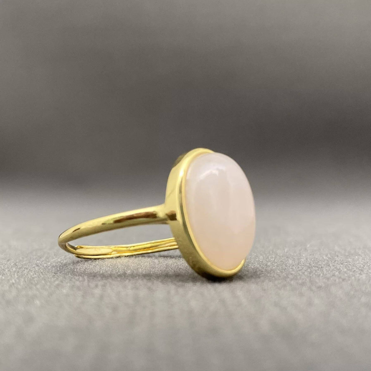 Oval Stone Adjustable Copper Ring