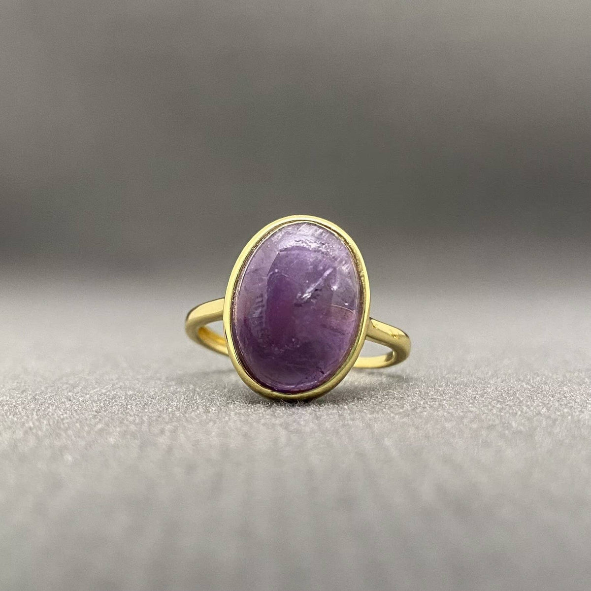 Oval Stone Adjustable Copper Ring