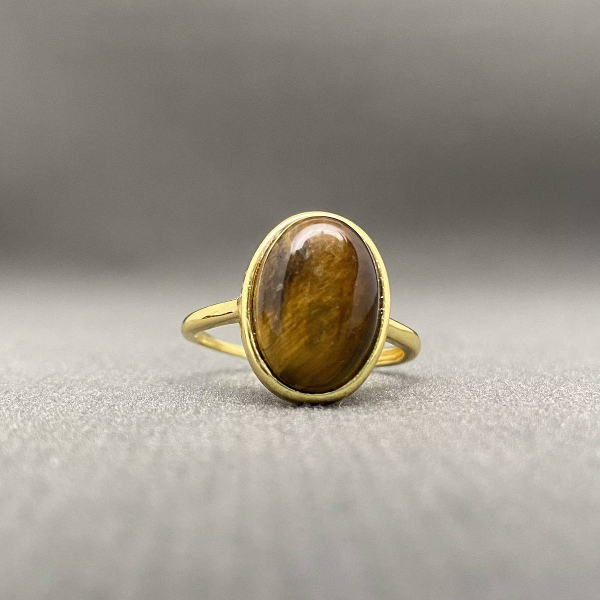Oval Stone Adjustable Copper Ring