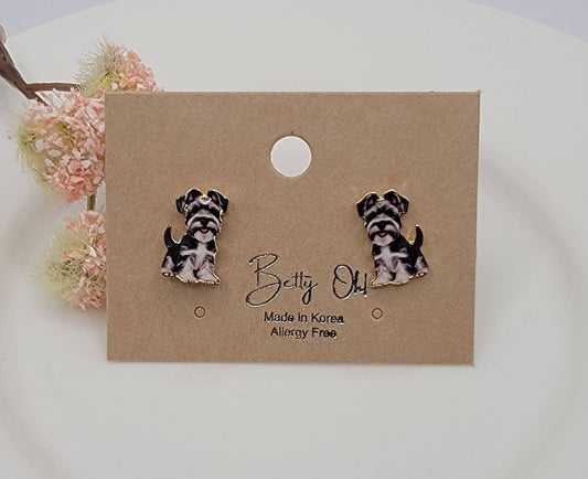 SCHNAUZER ENAMEL STUD EARRINGS