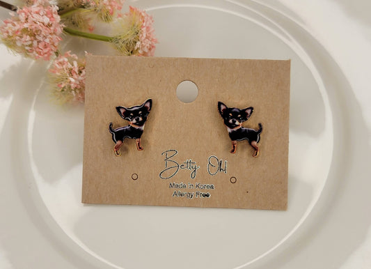 CHIHUAHUA ENAMEL STUD EARRINGS
