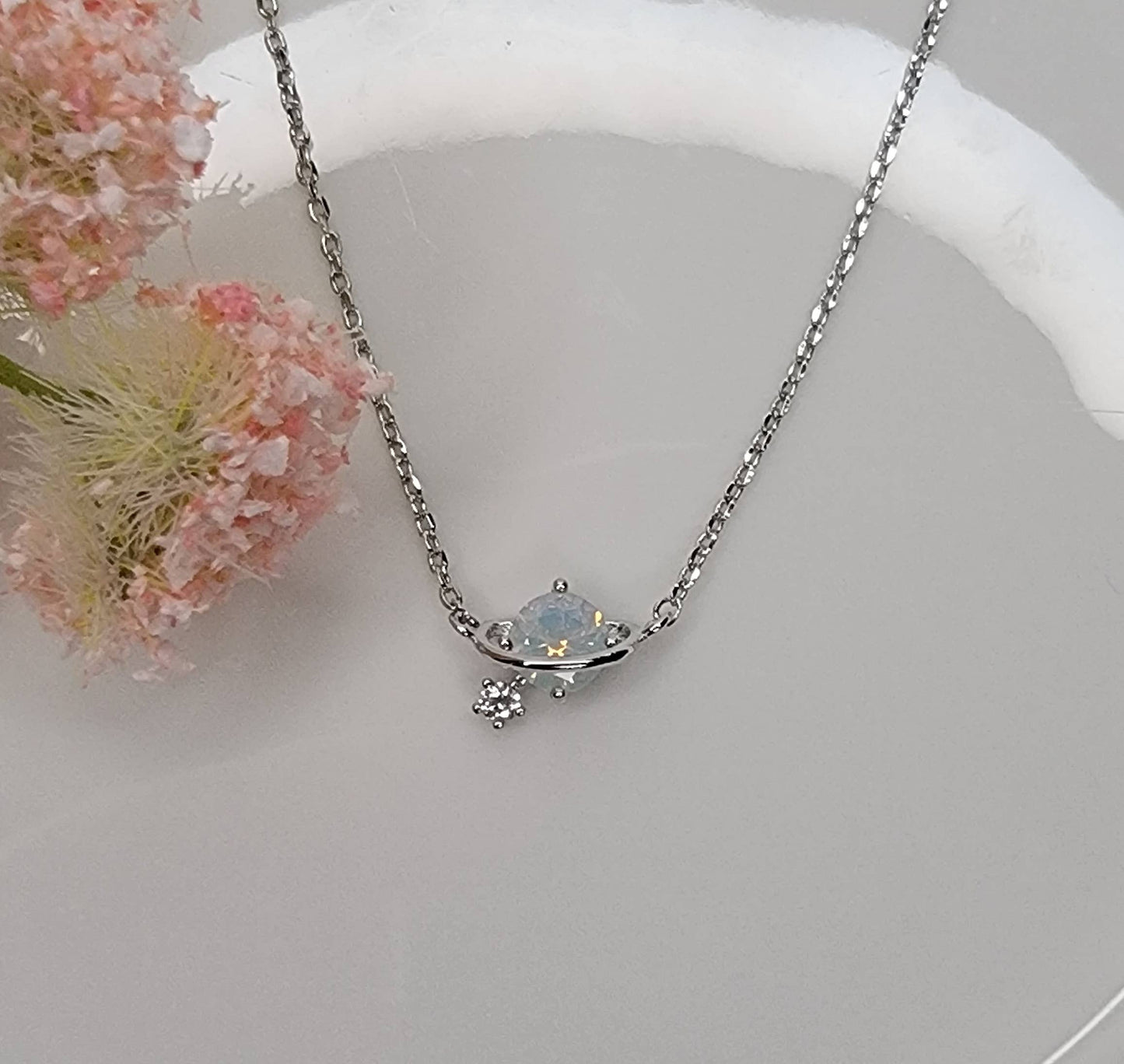 OPAL/LAB GROWN OPAL PLANET NECKLACE.