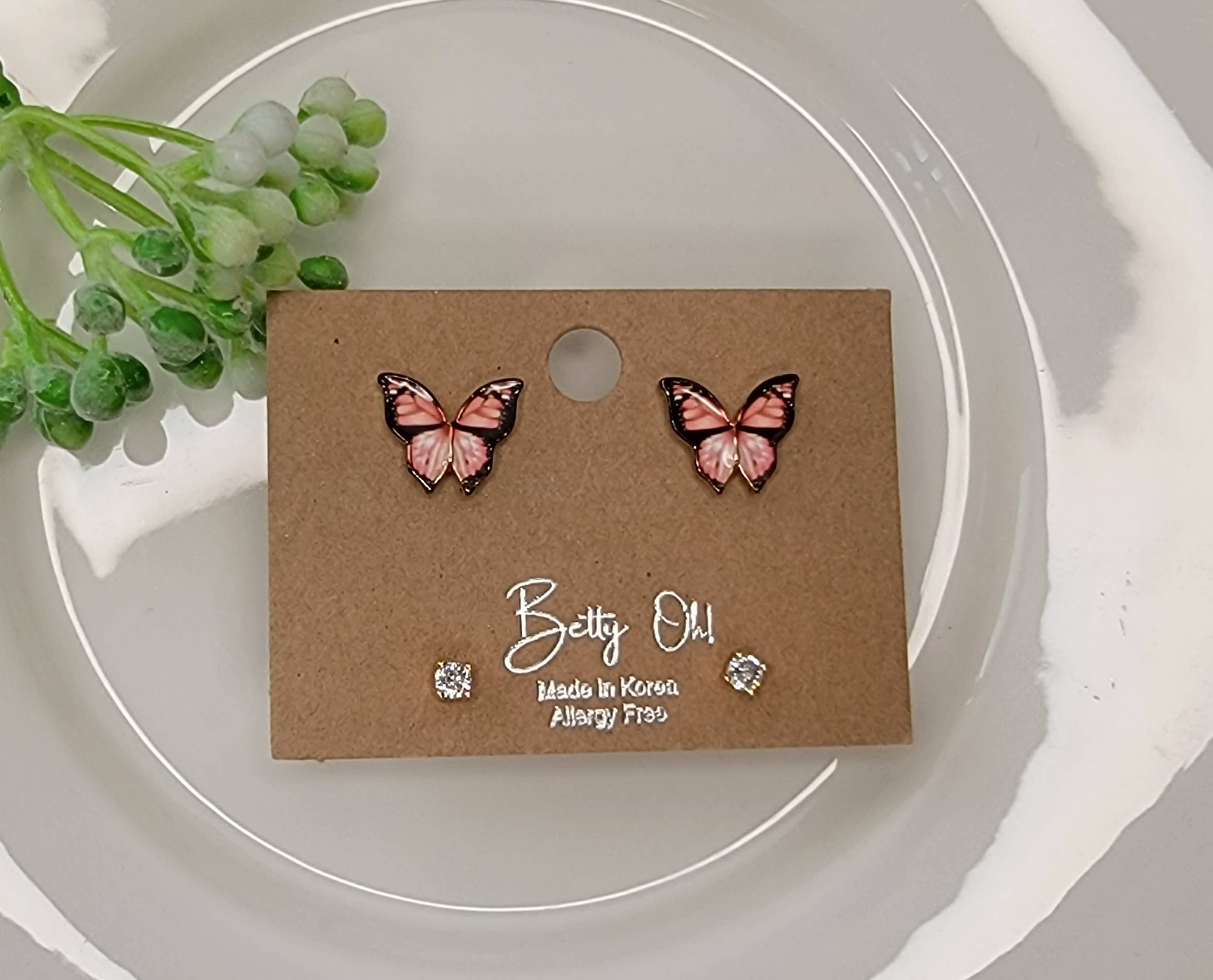Two Pair Set Butterfly Post Earrings
