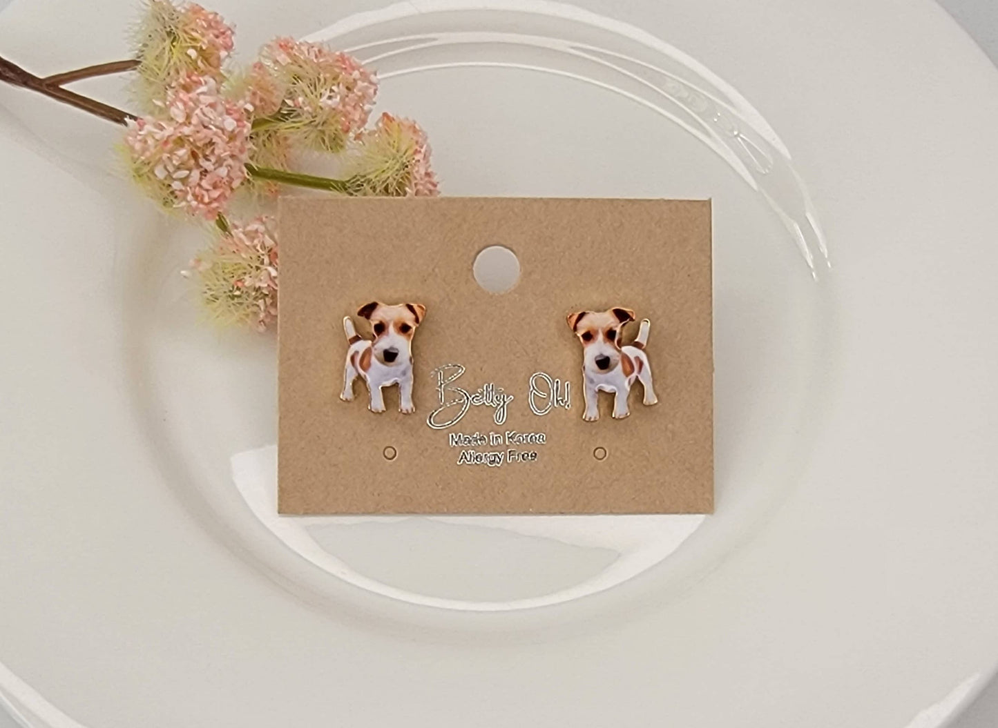 JACK RUSSELL TERRIER POST EARRINGS.