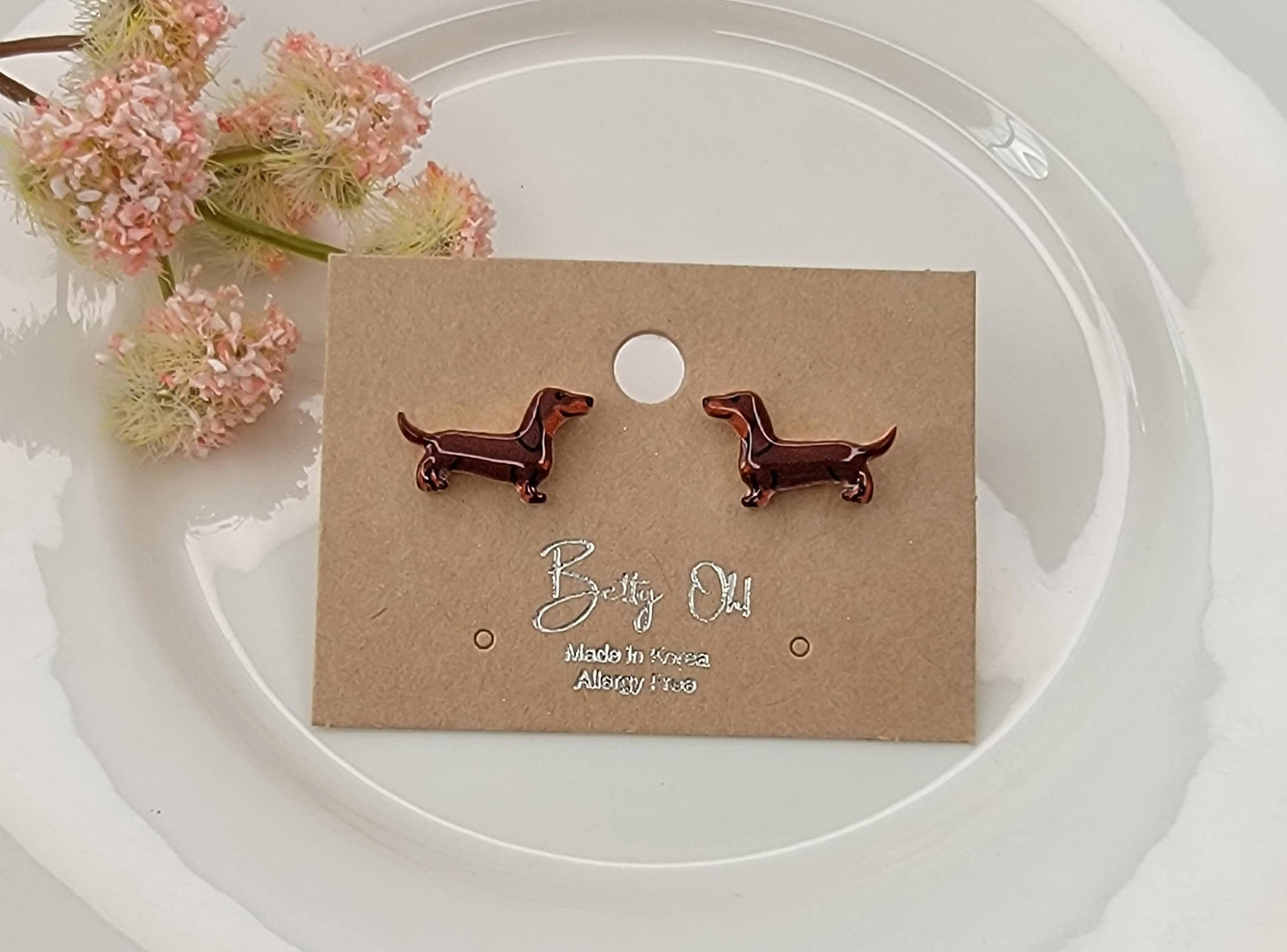 DACHSHUND POST EARRINGS.
