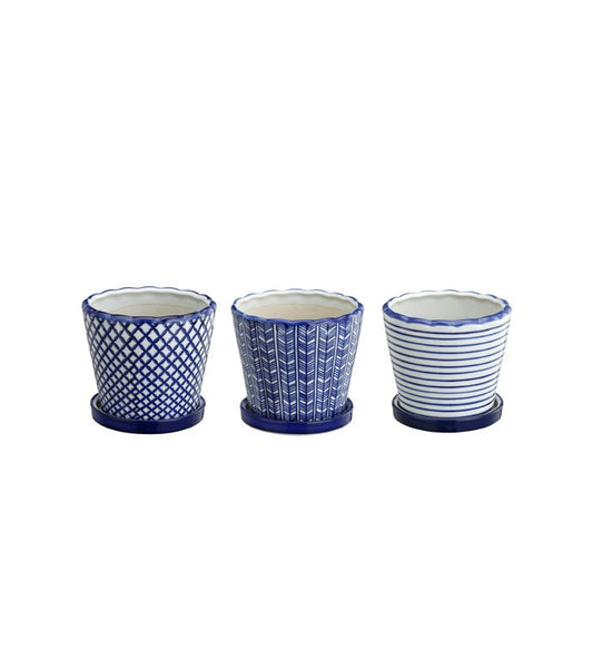 4.5" Assorted blue and white pot - Vintage MC
