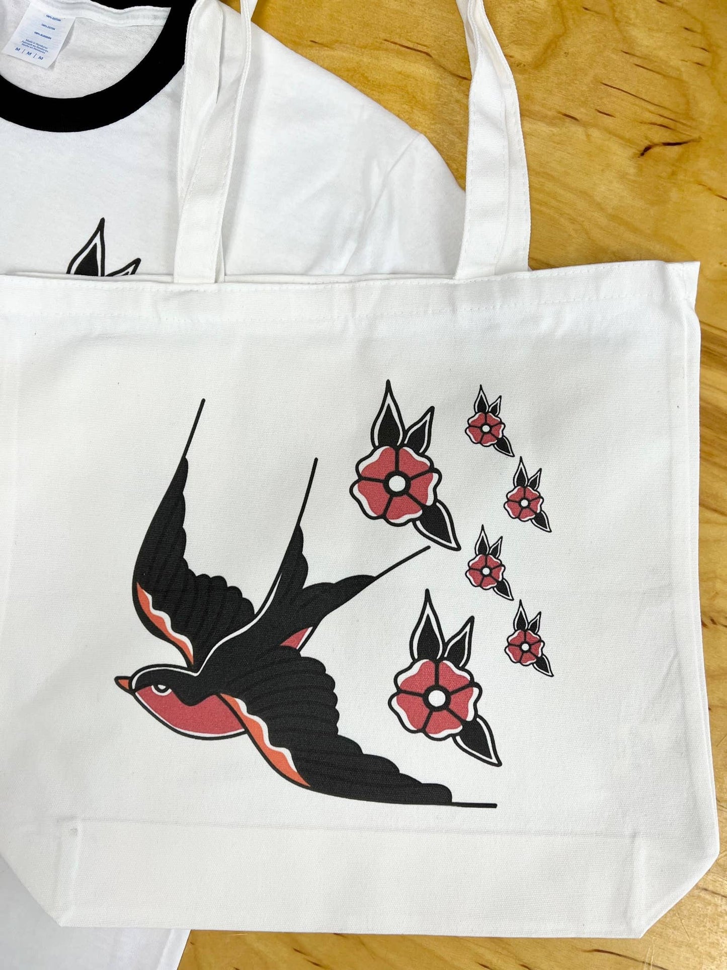 Traditional Sparrows and Flowers Carry-All Tote