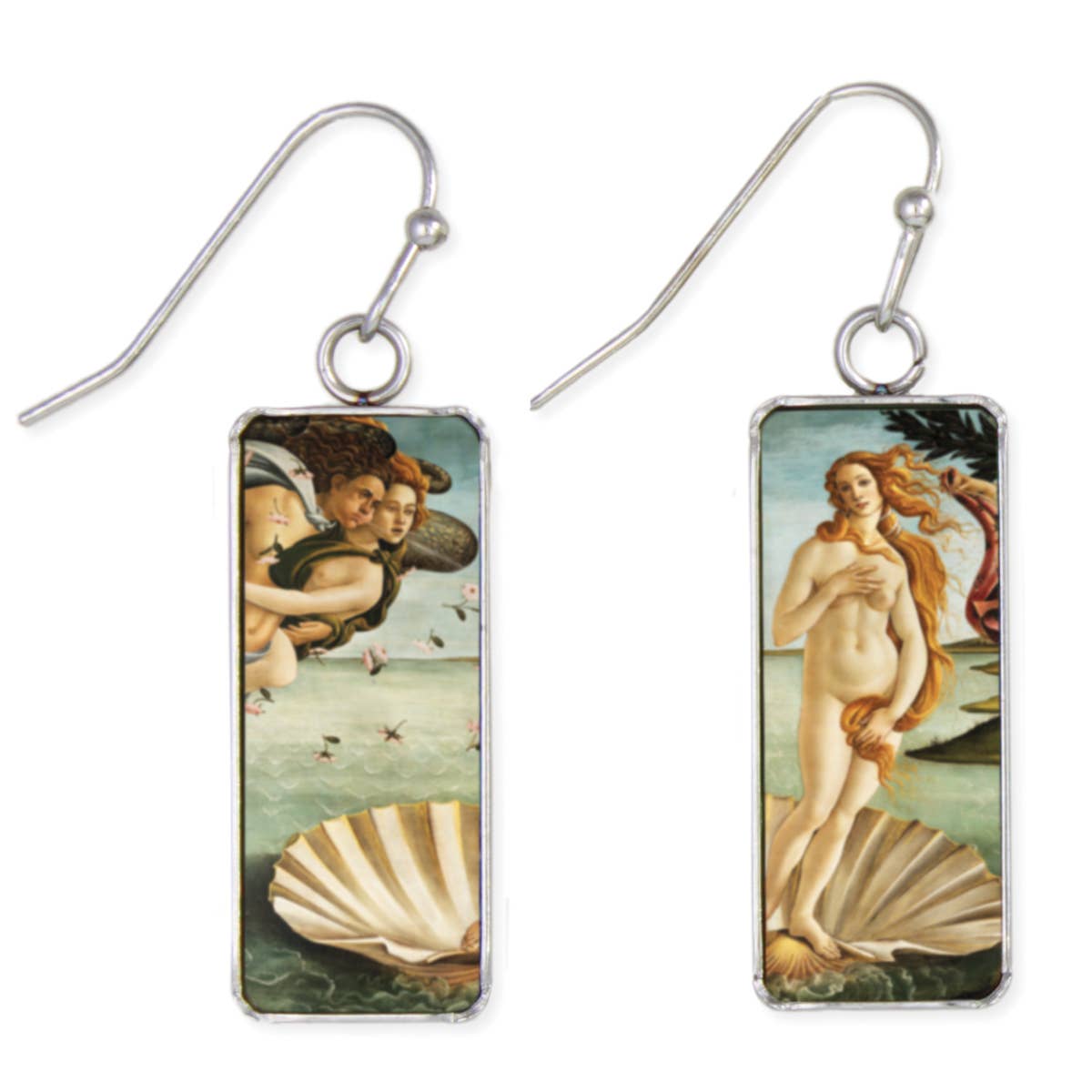 Venus Print Silver Bar Fine Art Earrings