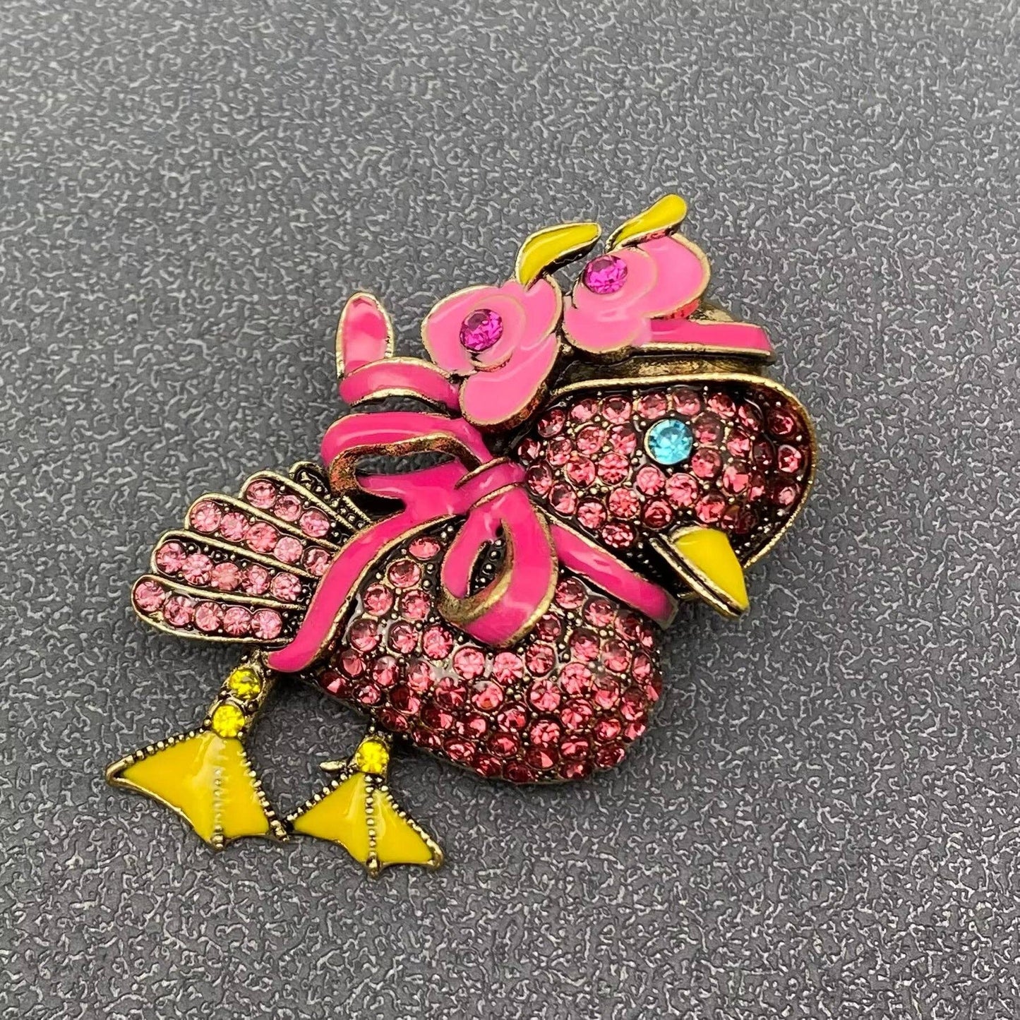 Rhinestone Duck Brooch